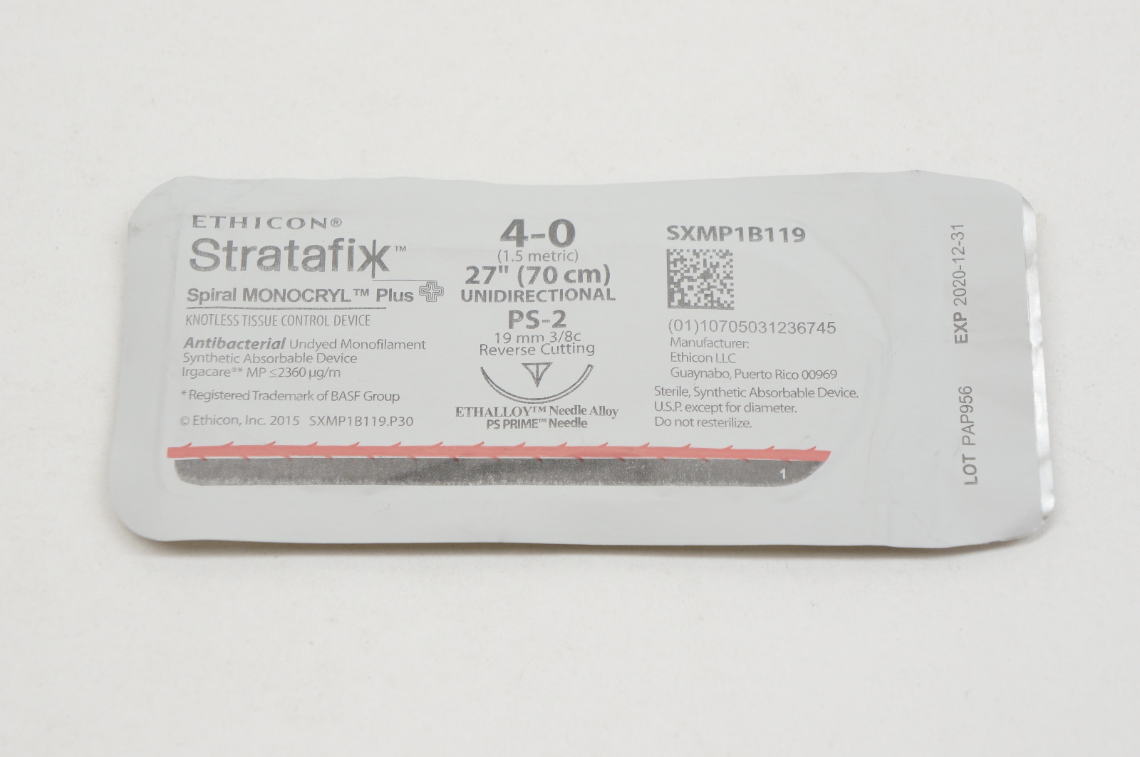 Ethicon SXMP1B119 4-0 Stratafix Spiral Monocryl Plus, PS-2, 19mm 3/8c, 27inch (x)
