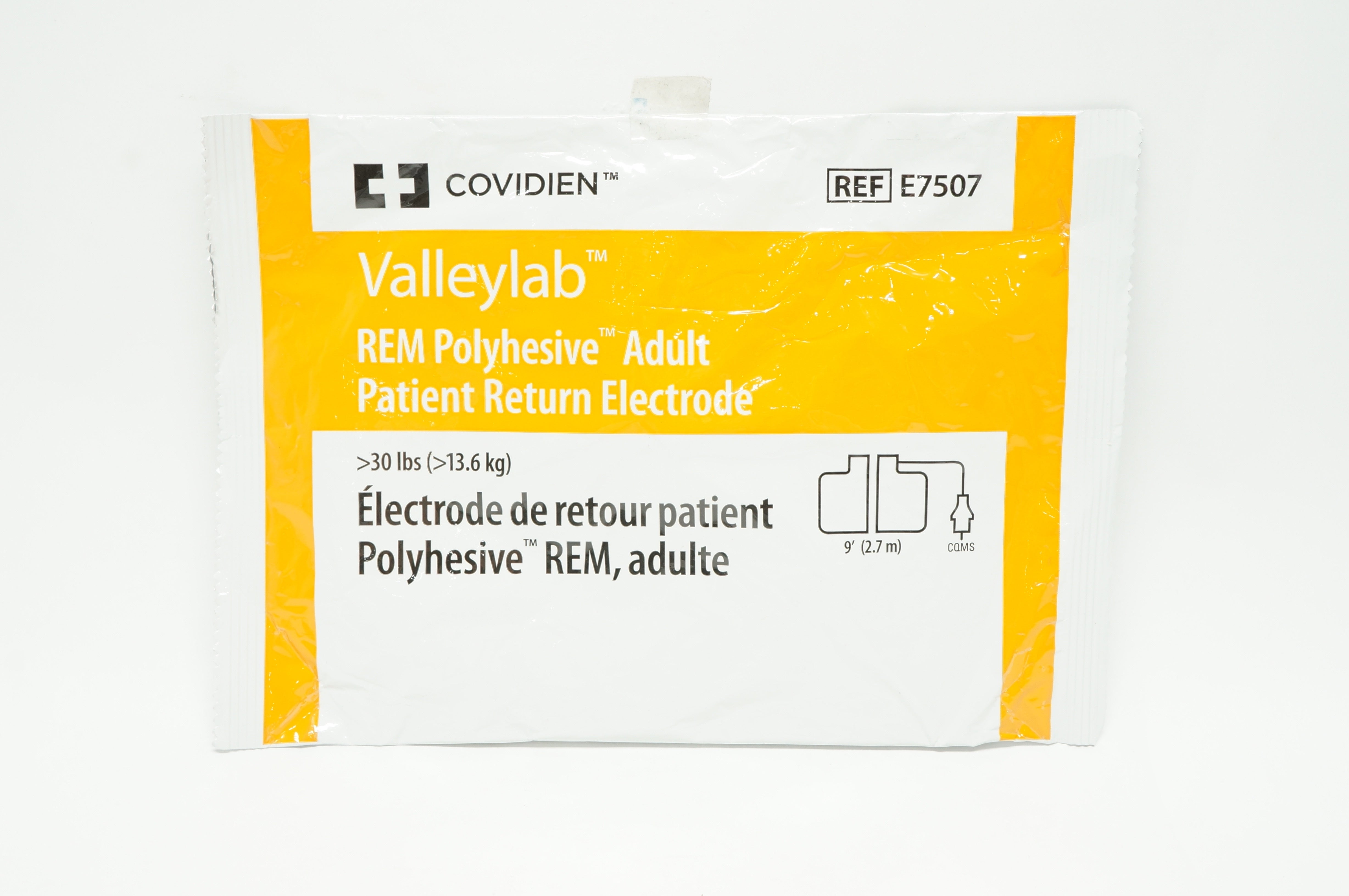 Covidien E7507 Valleylab REM Polyhesive Patient Return Electrode, Adult, >30lbs (x)