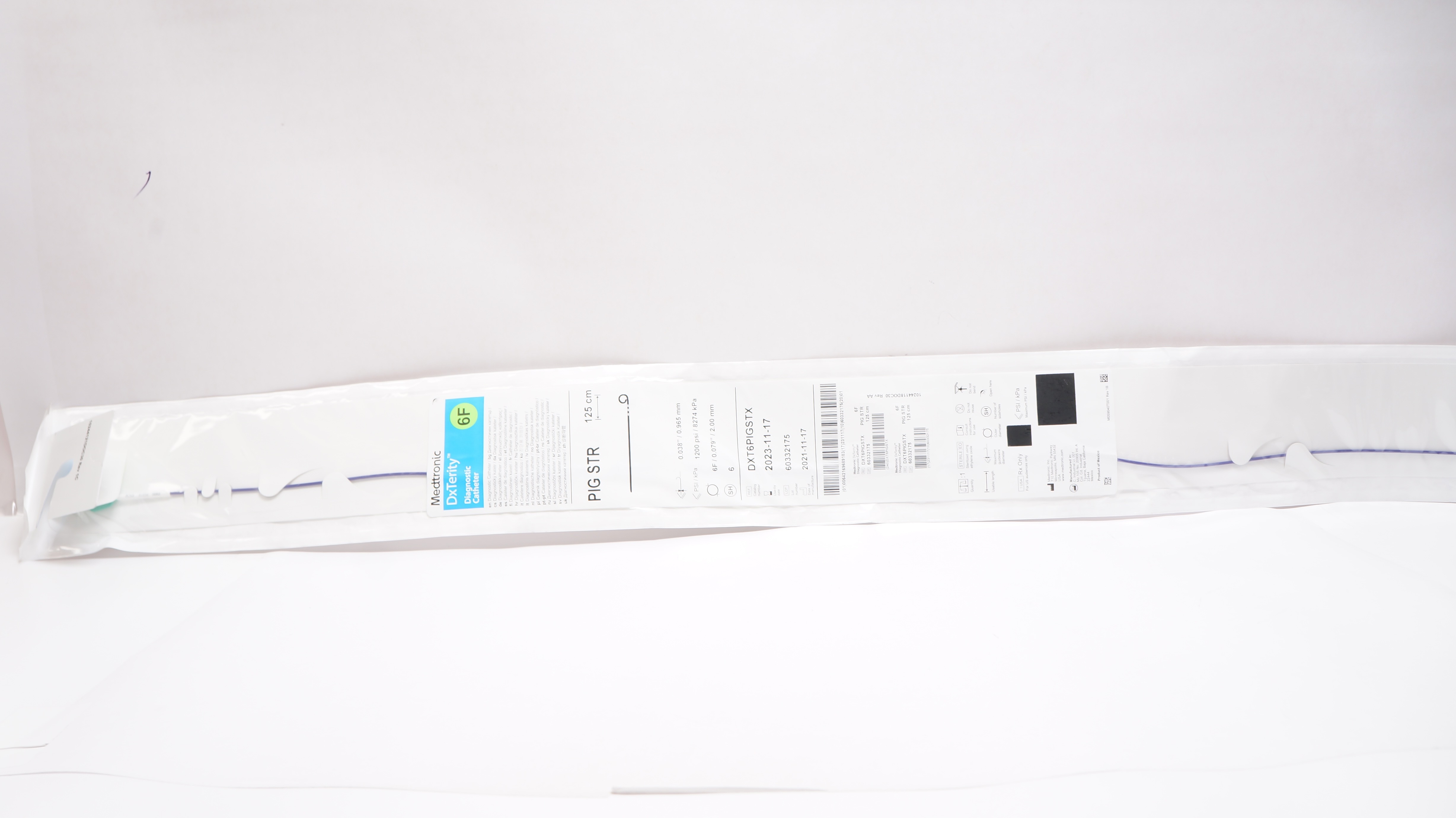Medtronic DXT6PIGSTX DxTerity Diagnostic Cath. PIG STR 125cm x 6F (x)