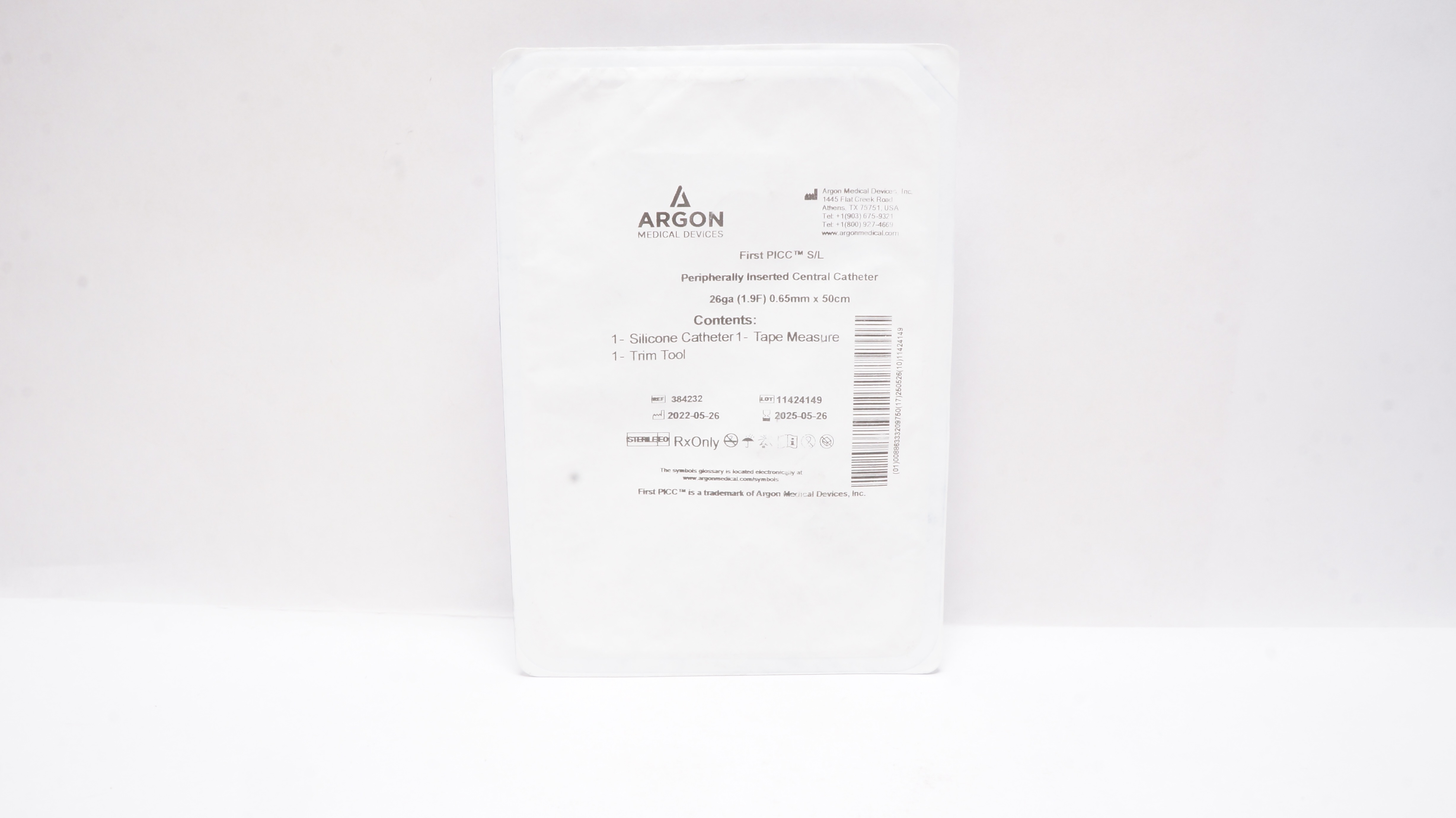 Argon 384232 First PICC S/L Peripherally Inserted Central Cath.26Ga 0.65mm x50cm