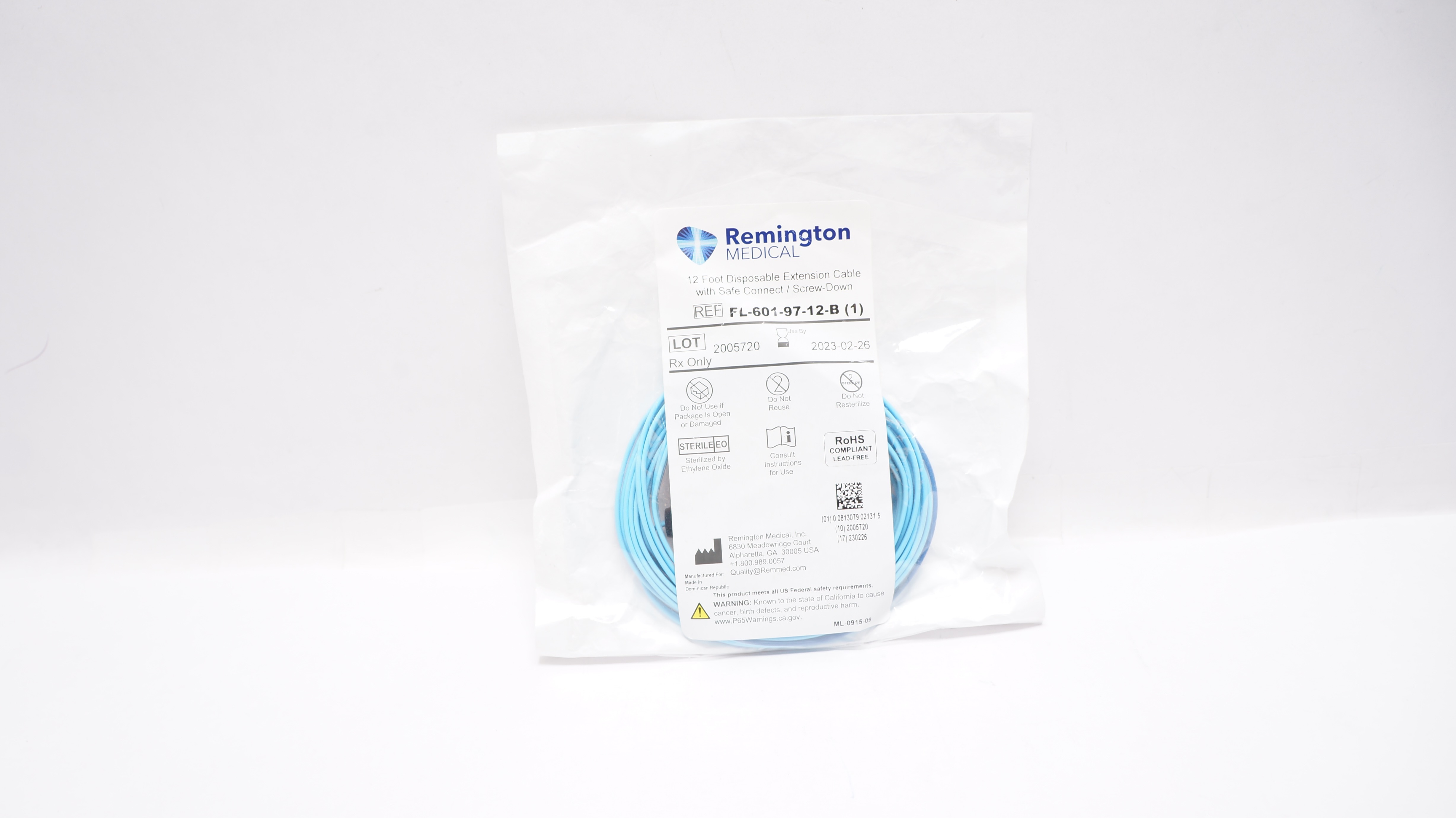 Remington FL-601-97-12-B Extension Cable w/Safe Connect /Screw-Down 12ft. (x)