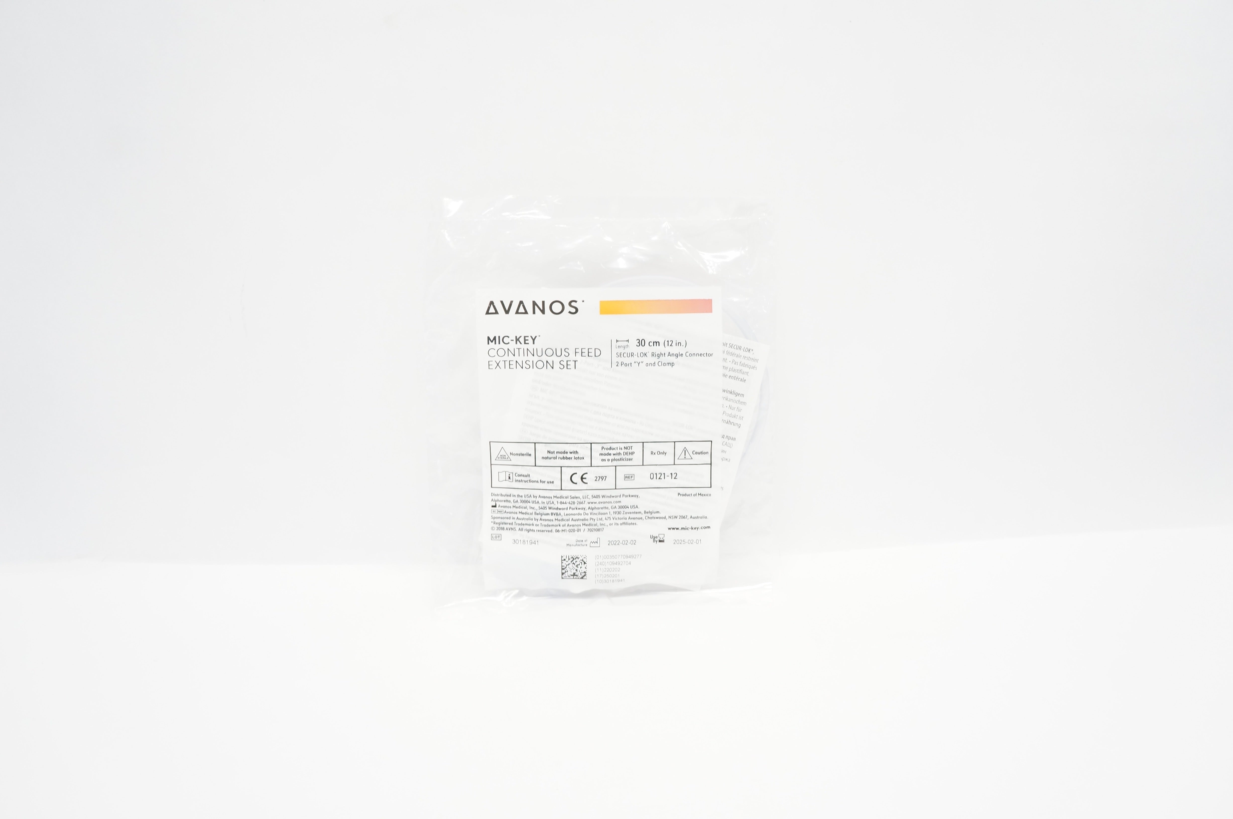 Avanos 0121-12 Mic-Key Continuous Feed Extension Set 12inch
