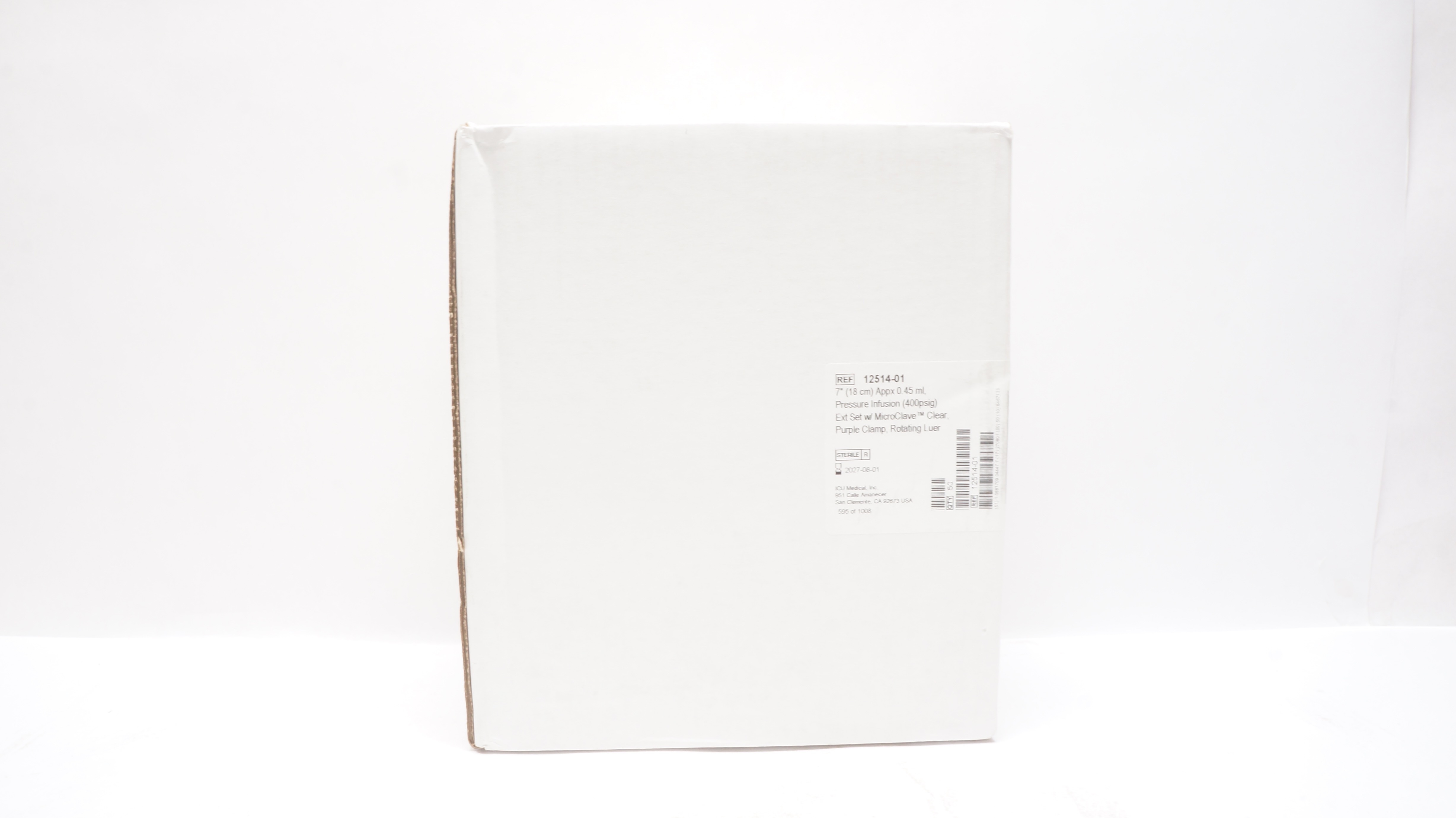 ICU Medical 12514-01 Pressure Infusion Extension Set 7inch x 0.45mL - Box of 39
