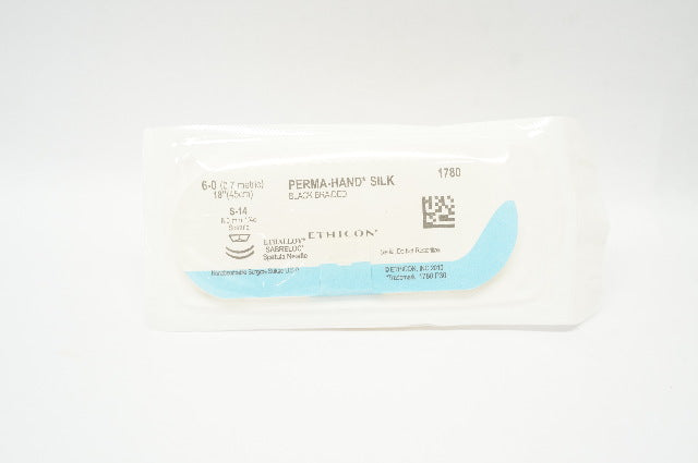 Ethicon 1780 Perma-Hand Silk 6-0 18in. S-14 8.0mm Spatula Needle Suture (x)