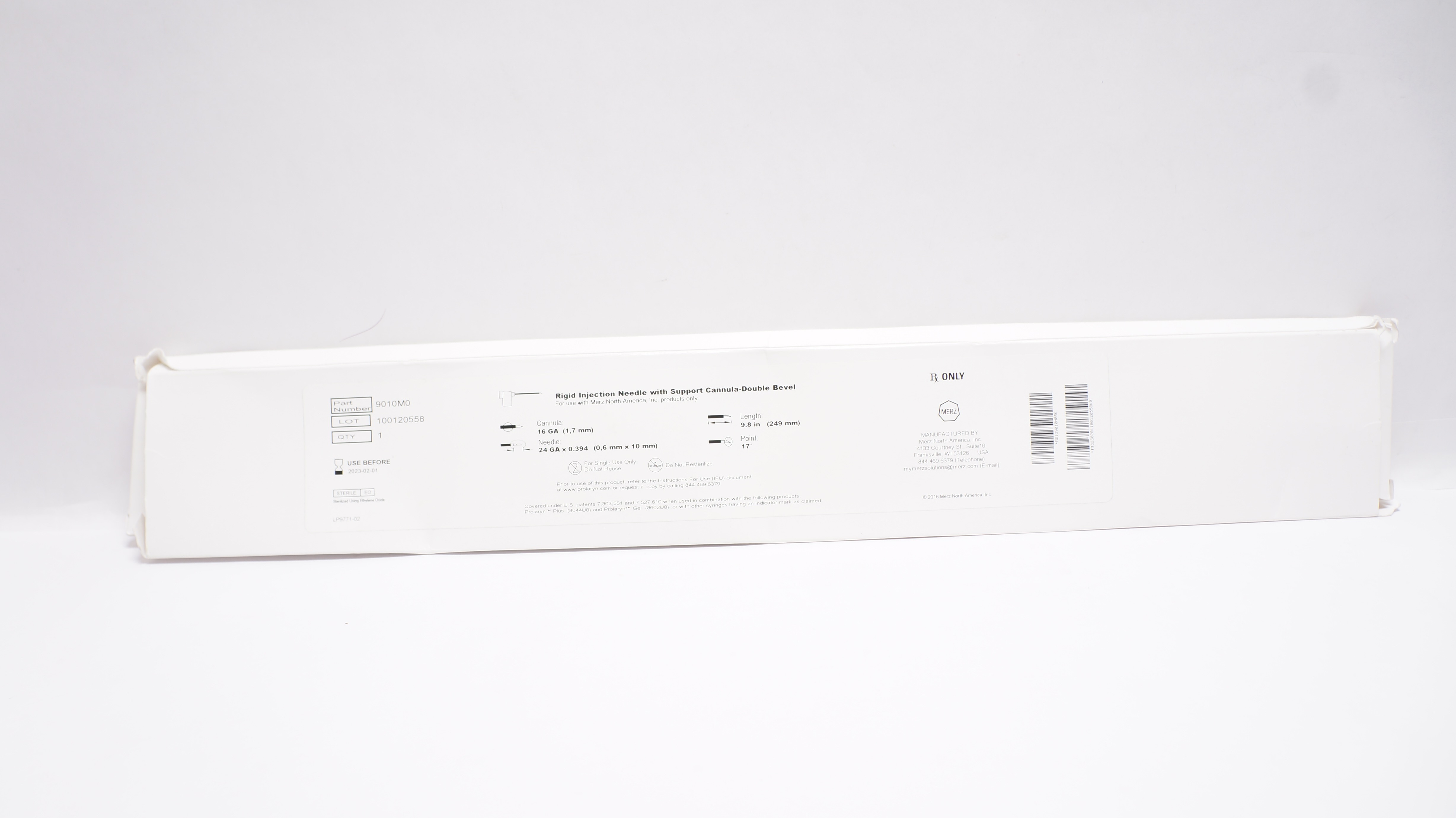 Merz 9010M0 Rigid Injection Ndle  24GA x 0.394 w/Cannula-Double Bevel 16Ga (x)