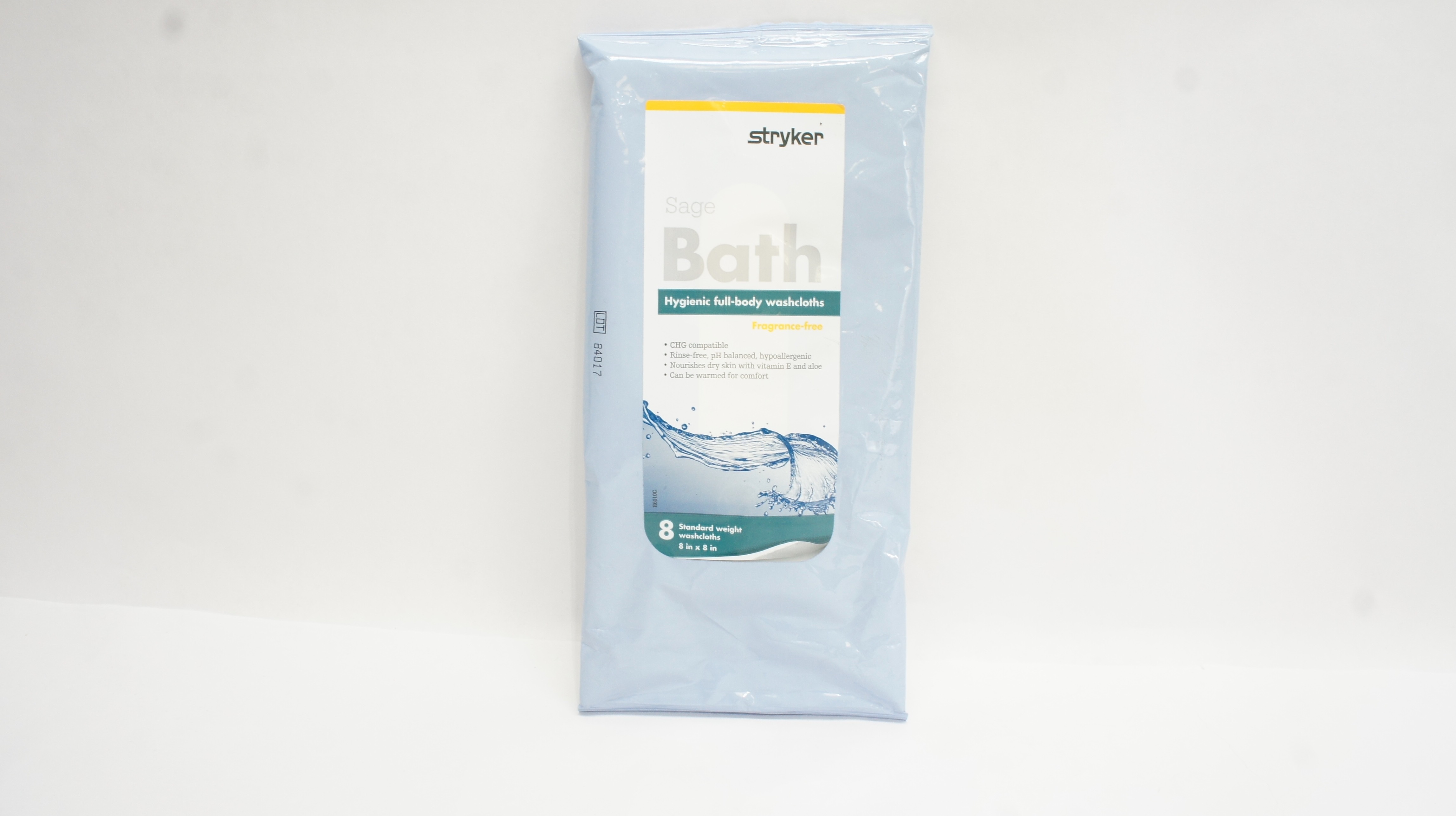Stryker 7989 Sage Bath Hygienic Full-Body Washcloths 8in x 8in - Pack of 8