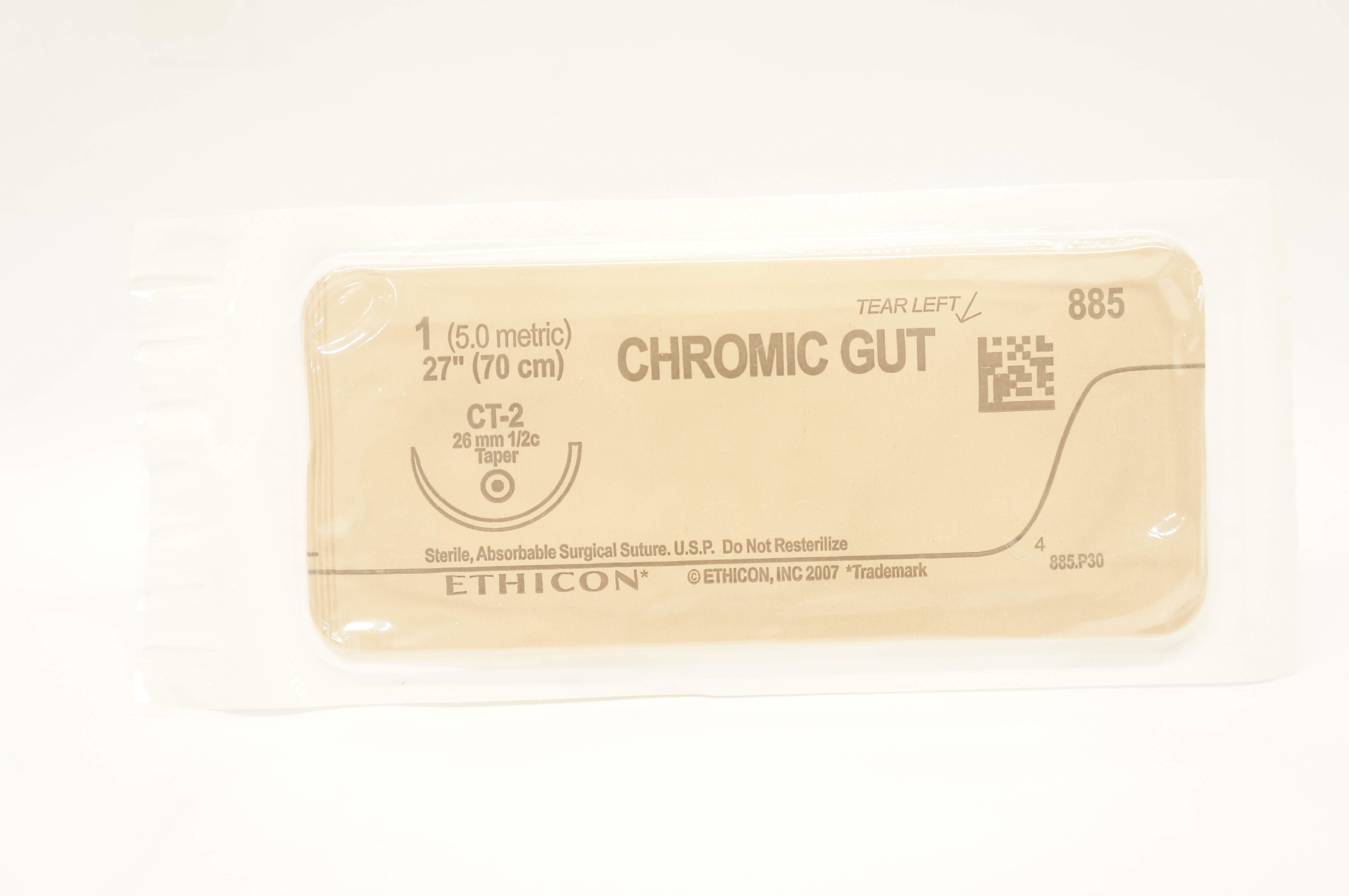 Ethicon 885 1 CHROMIC GUT CT-2, 26mm 1/2c Taper, 27inch (x)