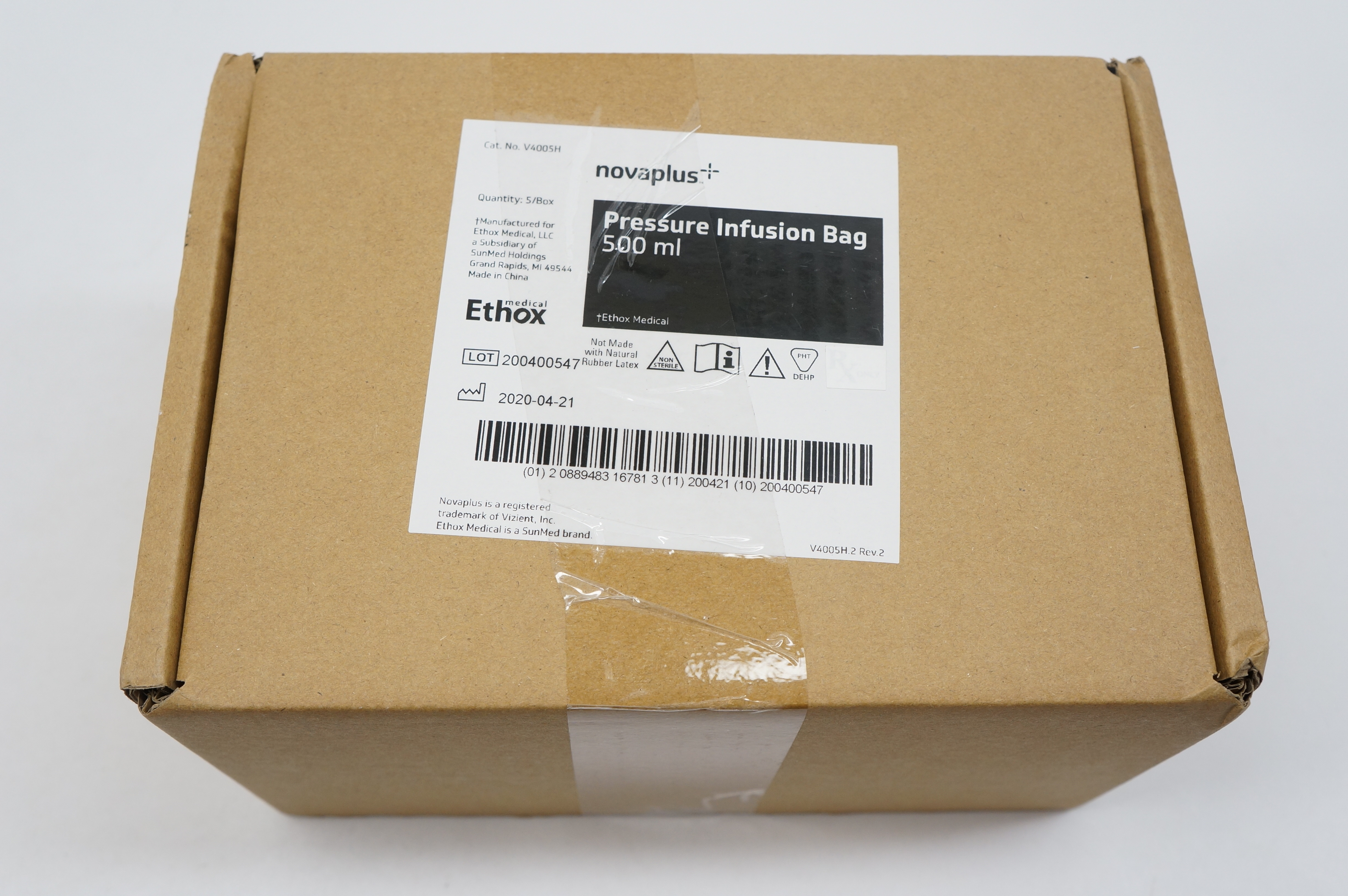 Ethox V4005H Novaplus Pressure Infusion Bag 500ml - Box of 5