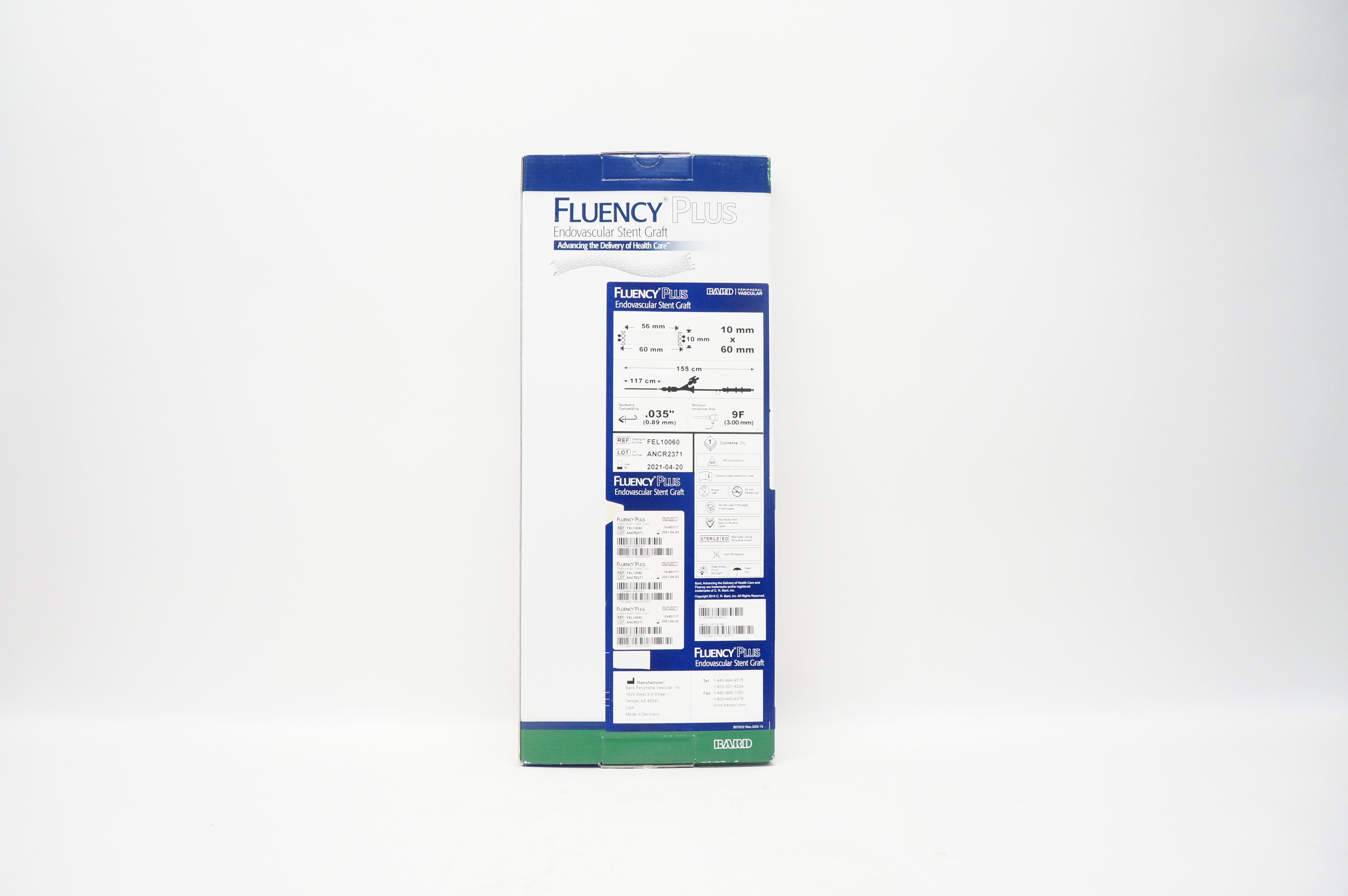 Bard FEL10060 Fluency Plus Endovascular Stnt Graft 10x60mmx117cmx9Fx .035inch(x)