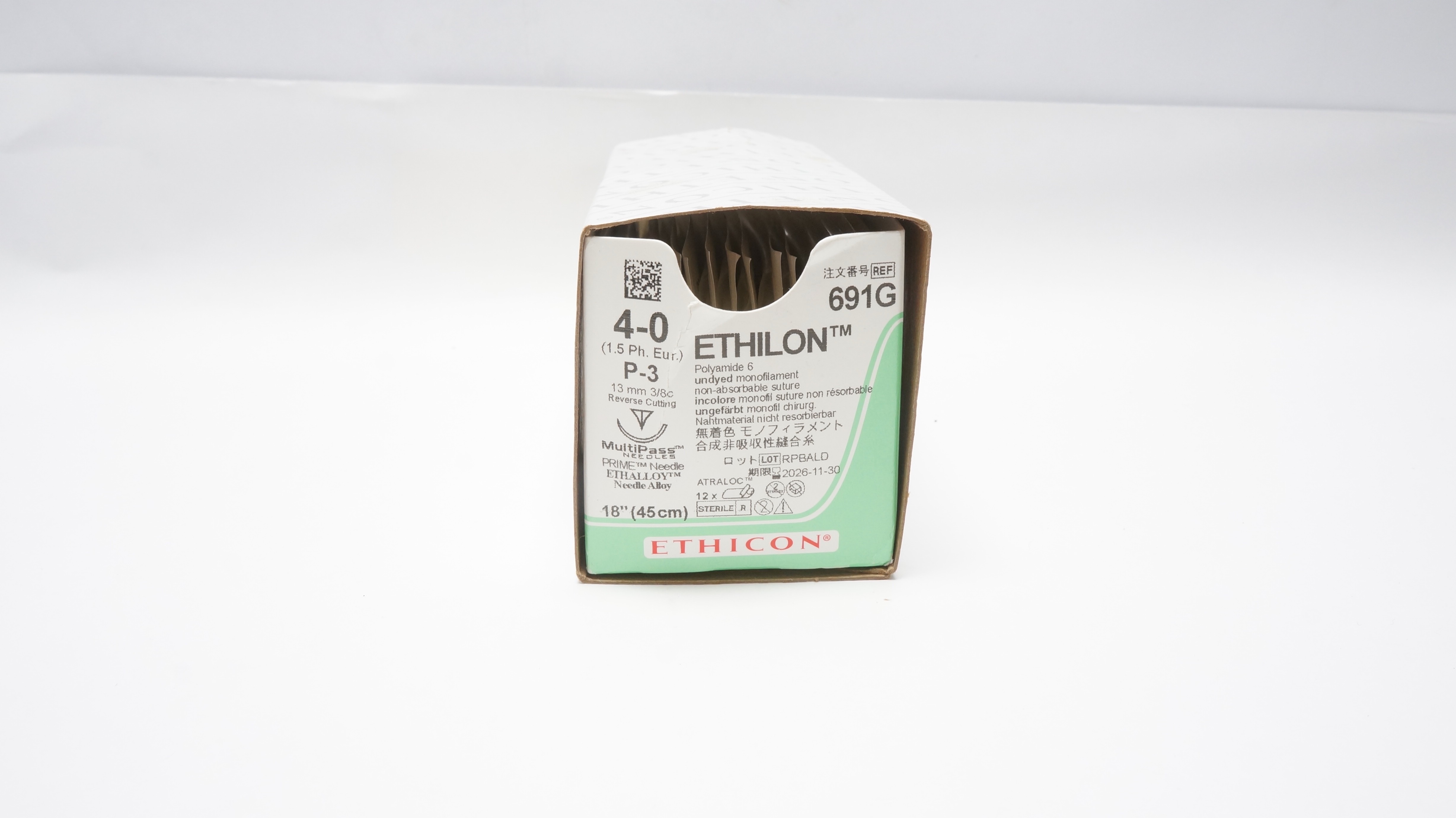 Ethicon R691G 4-0 MERSILENE, P-3, 13mm 3/8c, 18inch  - Box of 12