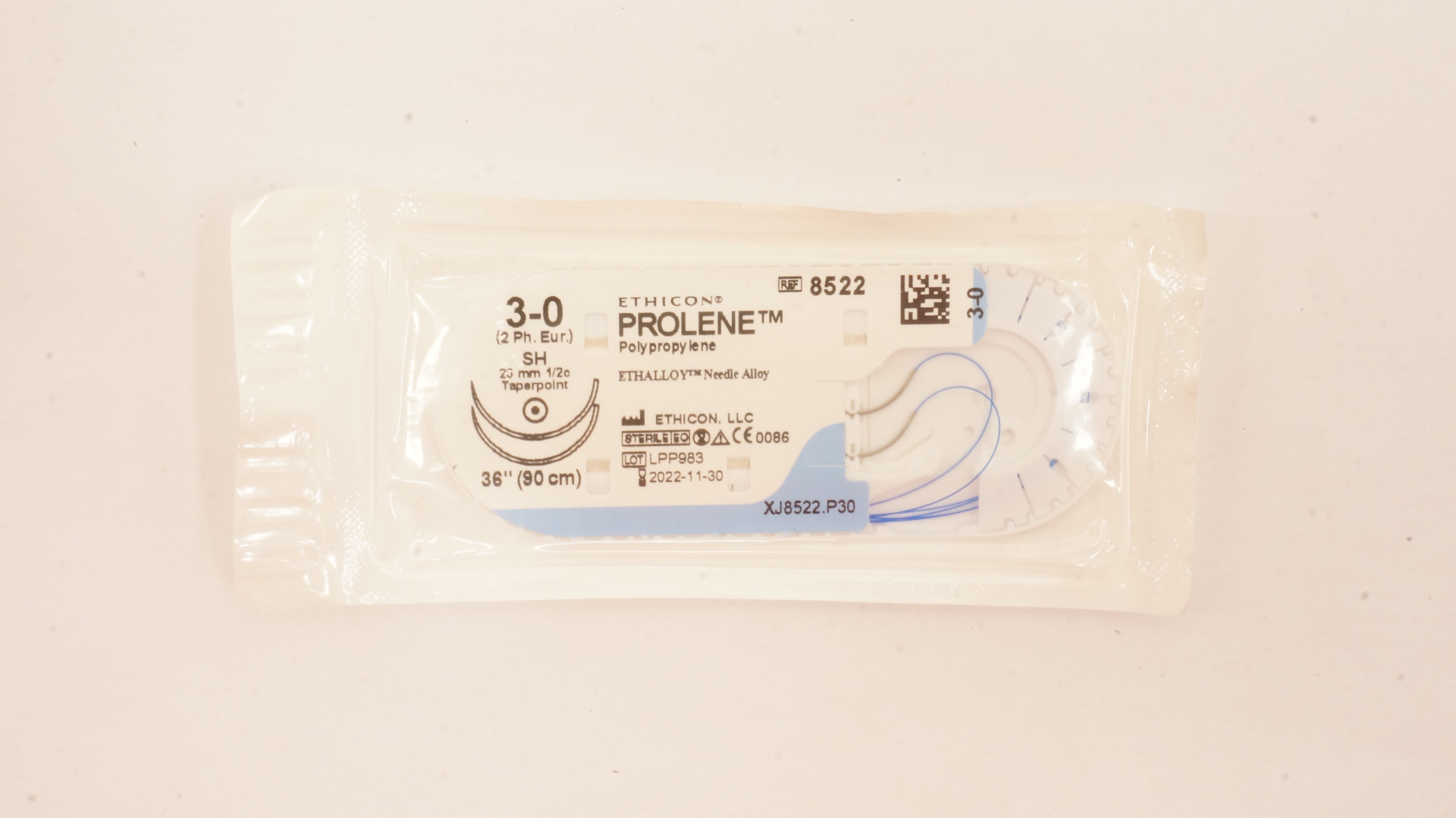 Ethicon 8522 3-0 PROLENE Polypropylene Stre SH, 26mm 1/2c Taperpoint, 36inch (x)