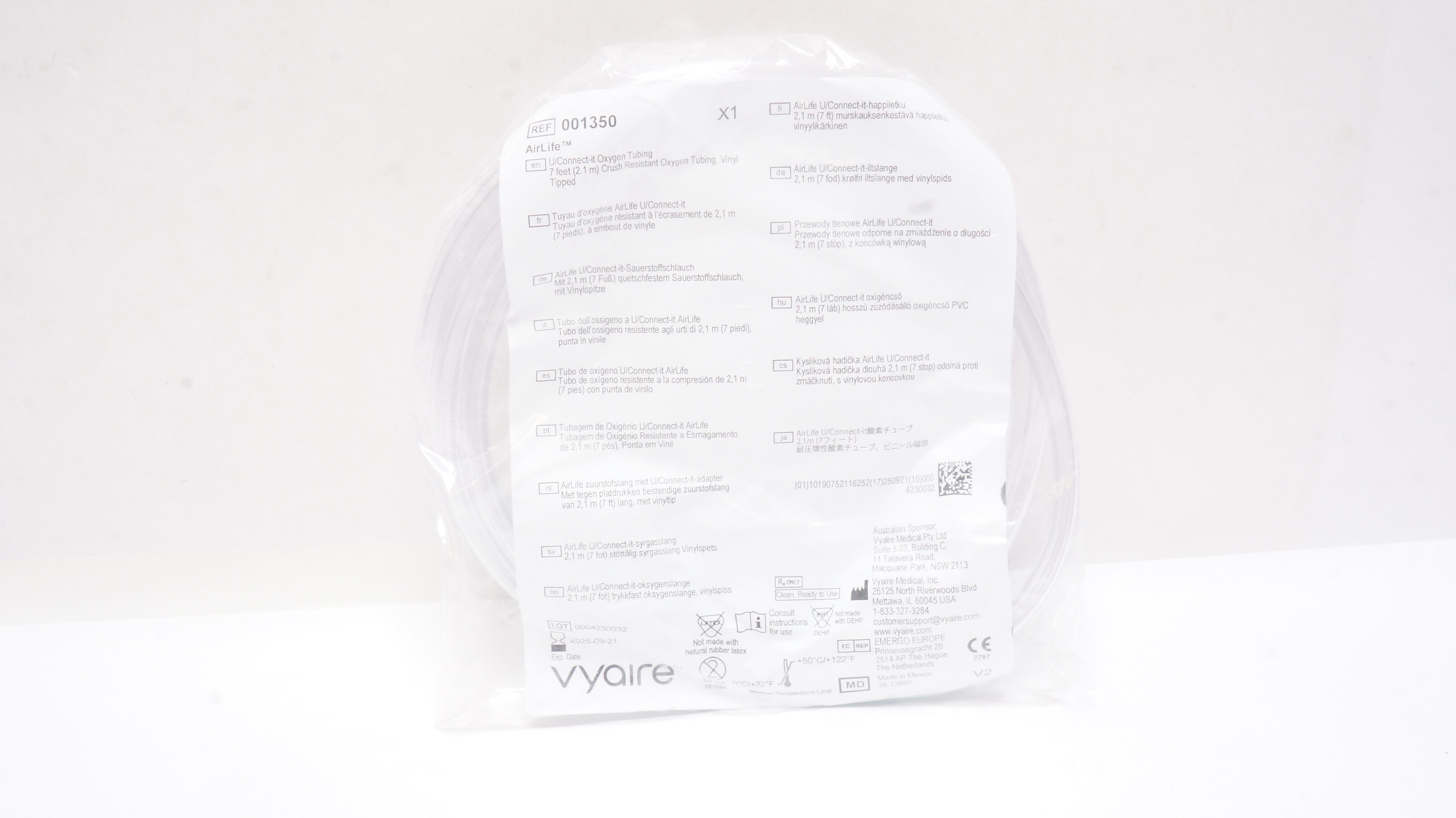 Vyaire 001350 Airlife U/Connect-it Crush Resistant Oxygen Tubing 7ft.