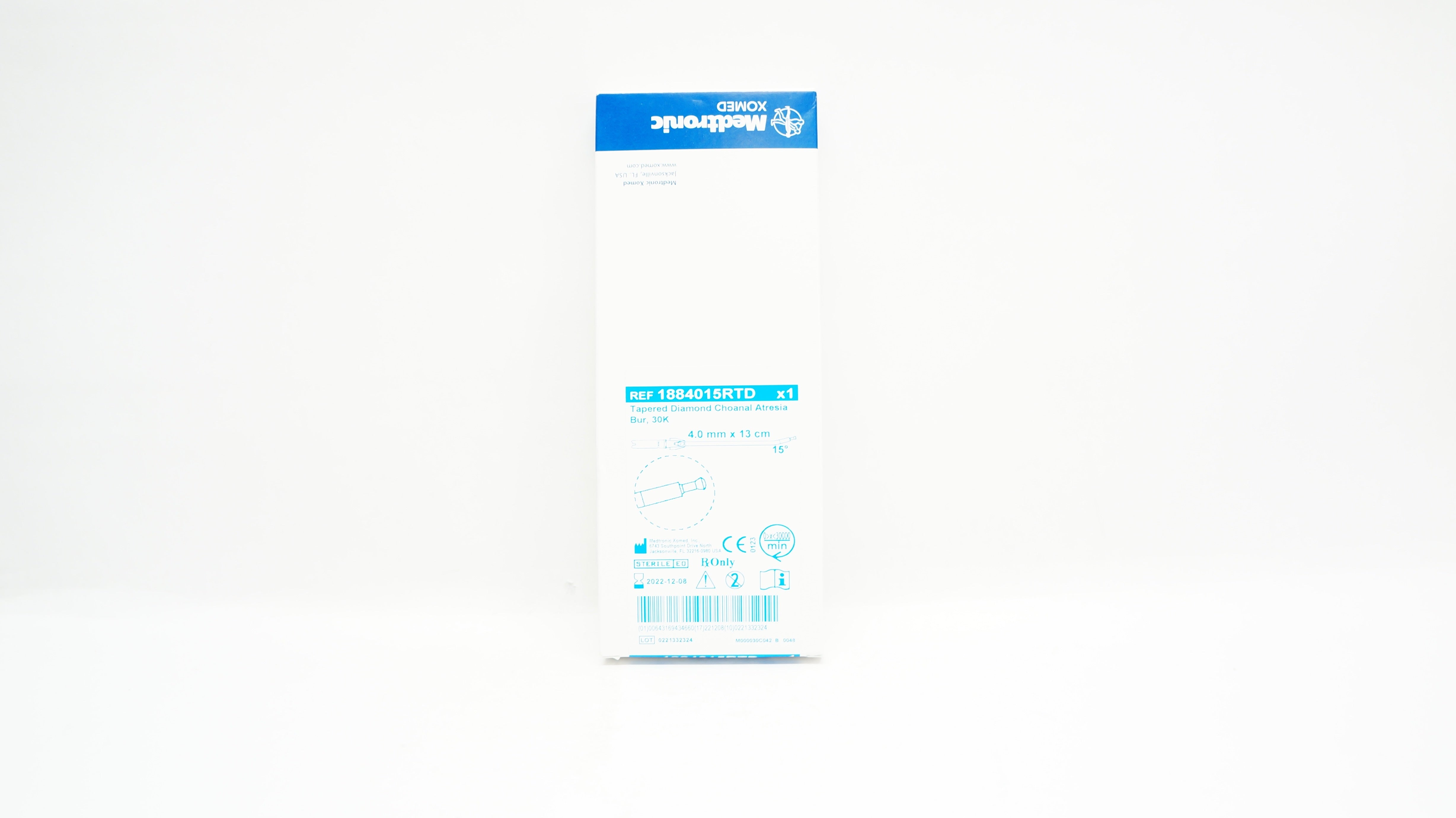 Medtronic 1884015RTD Tapered diamond Choanal Atresia Bur 30K 4.0mm x 13cm (x)