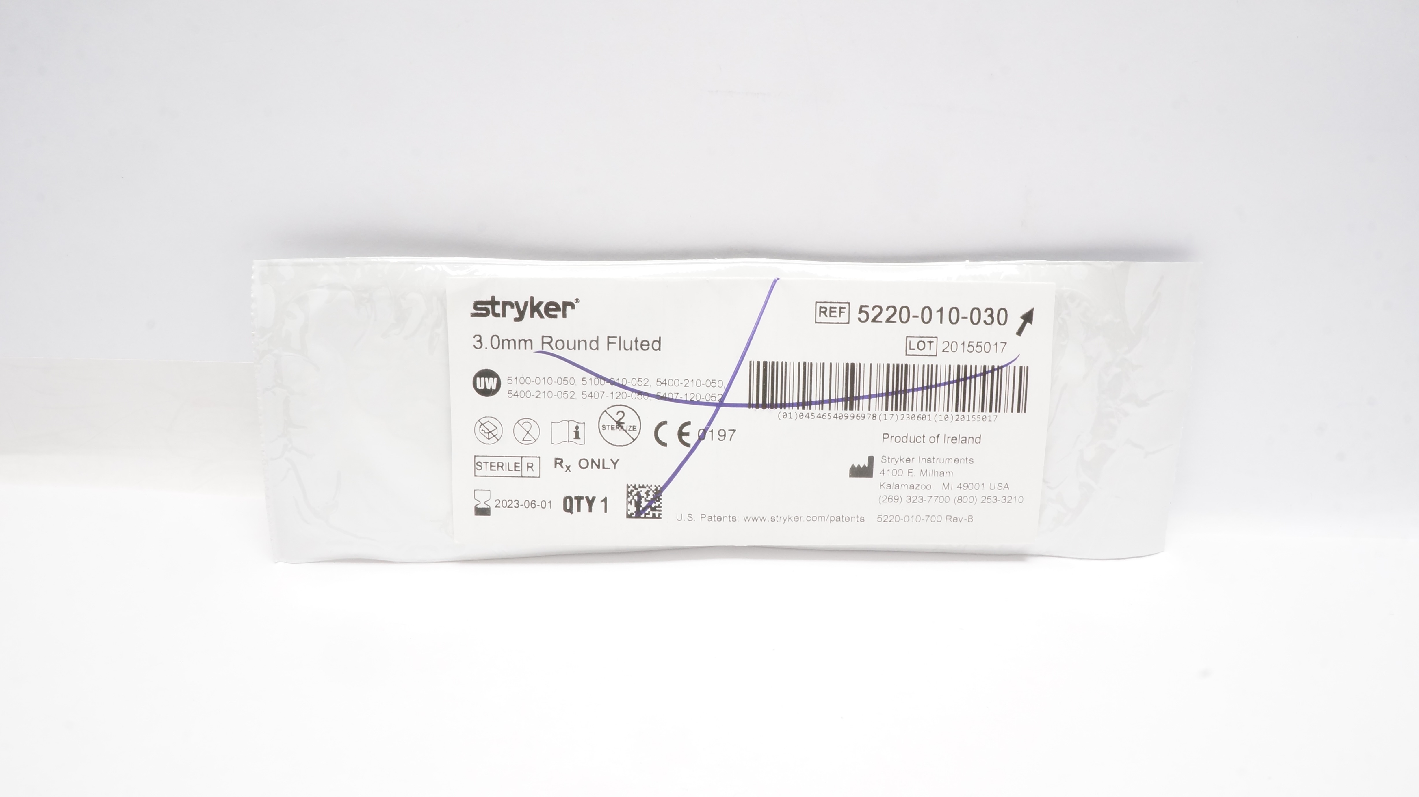 Stryker 5220-010-030 Round Fluted Drill 3.0mm (x)