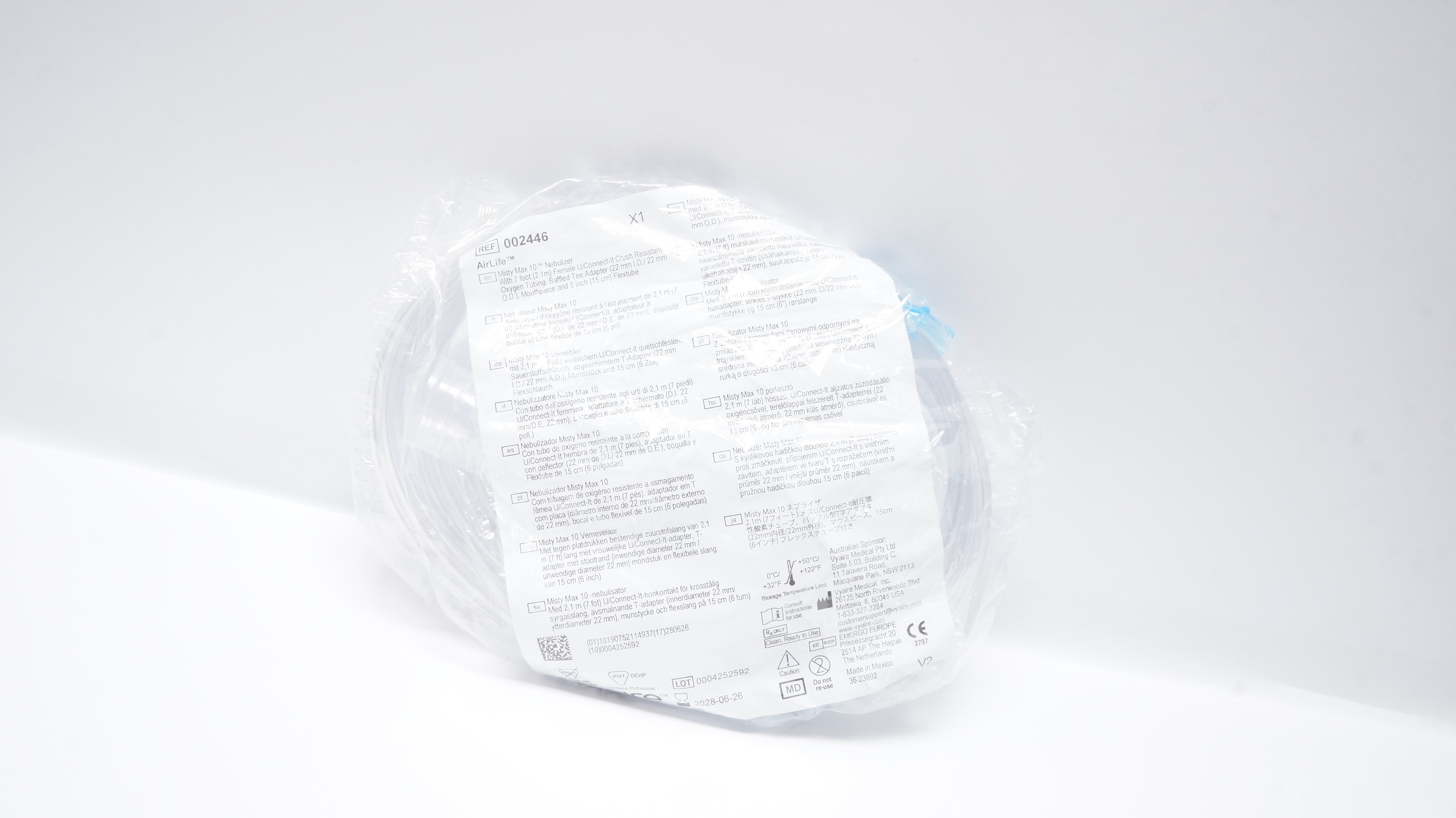 Vyaire 002446 Airlife Misty Max 10 Nebulizer w/Female Oxygen Tubing 7ft. x 6inch