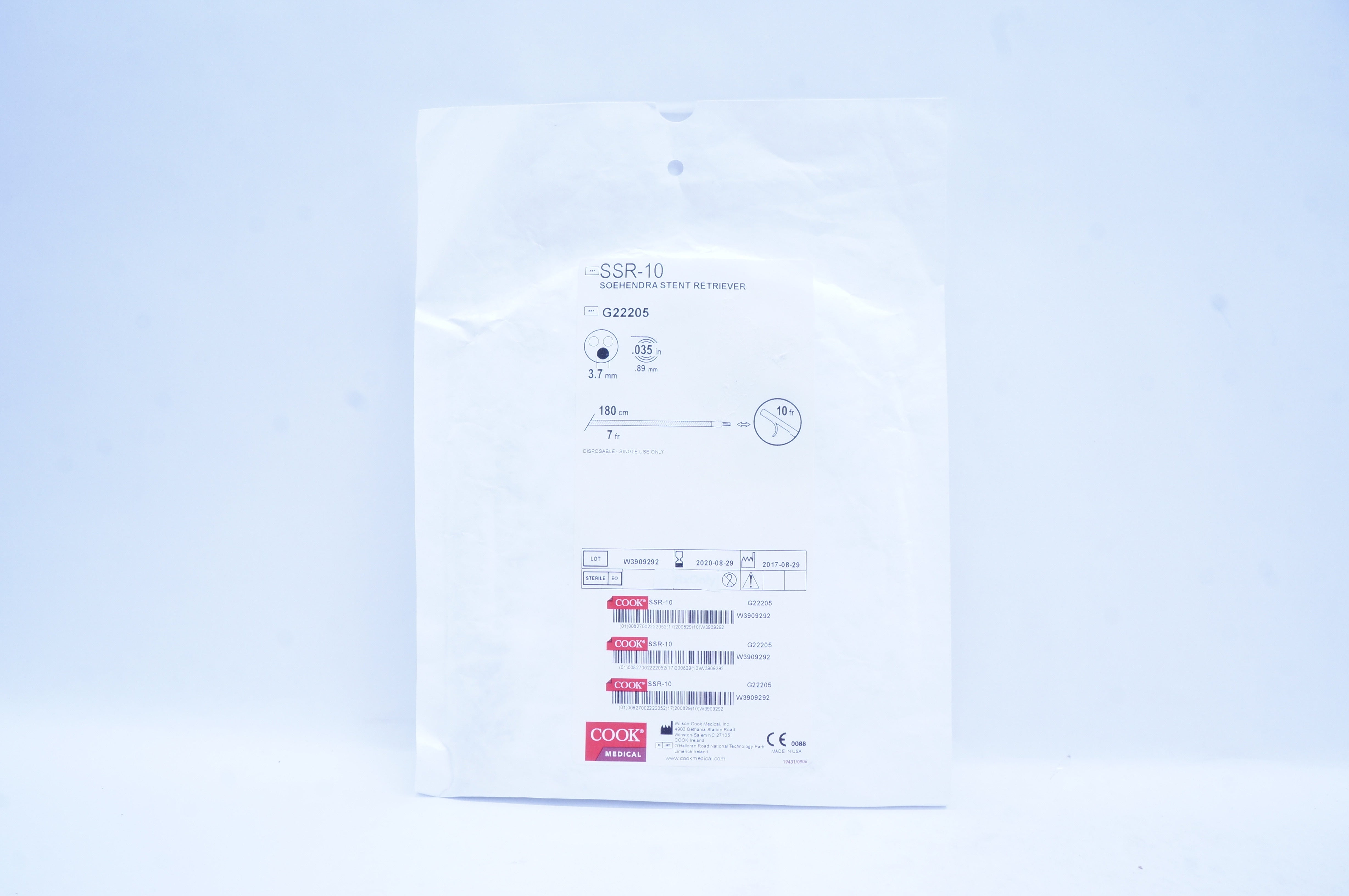 Cook Medical SSR-10 SOEHENDRA Stnt Retriever 7Fr x 3.7mm x 0.035in (x)