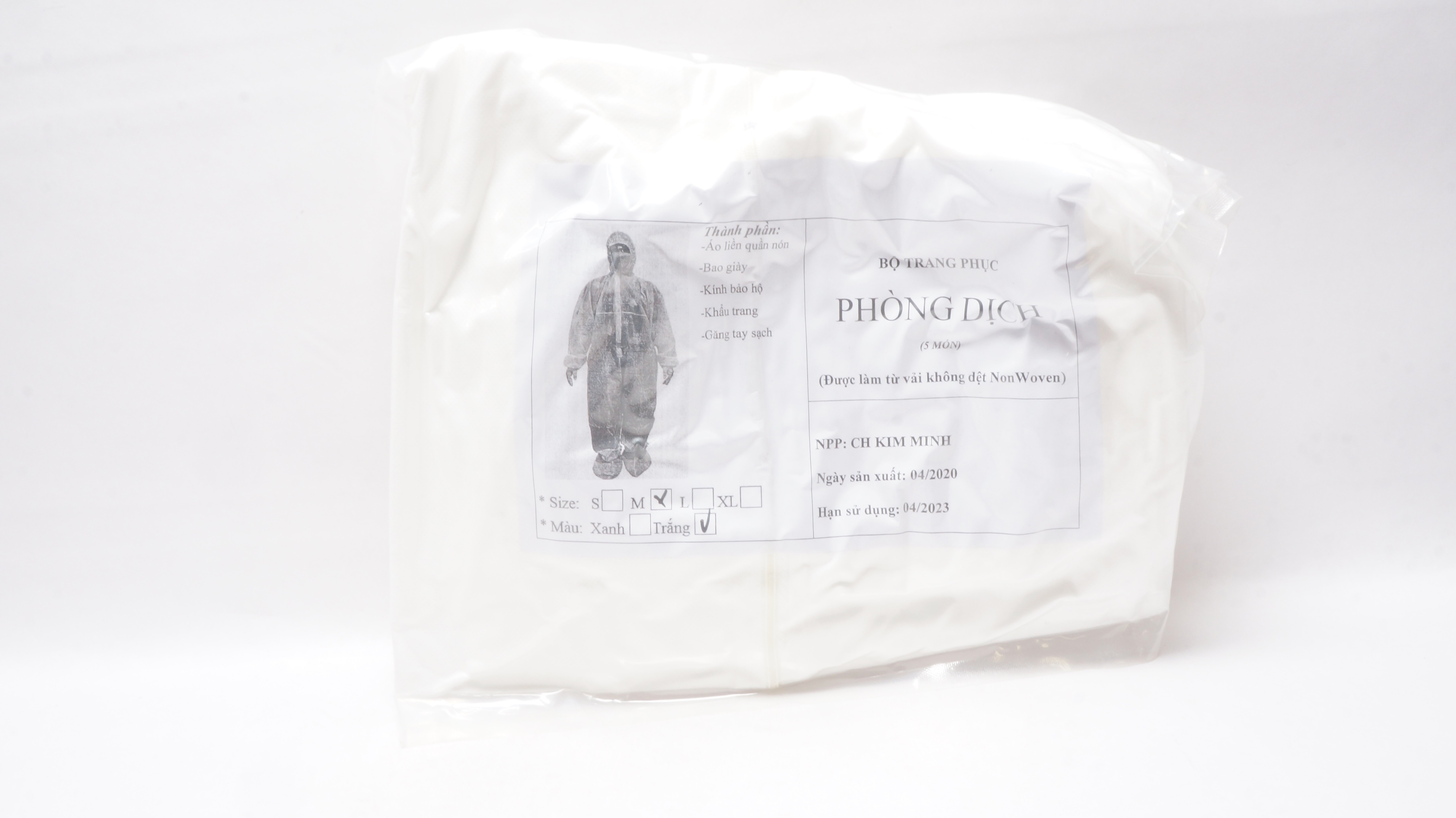 Bo Trang Phuc Phong Dich Anti-epidemic outfit Size M (x)