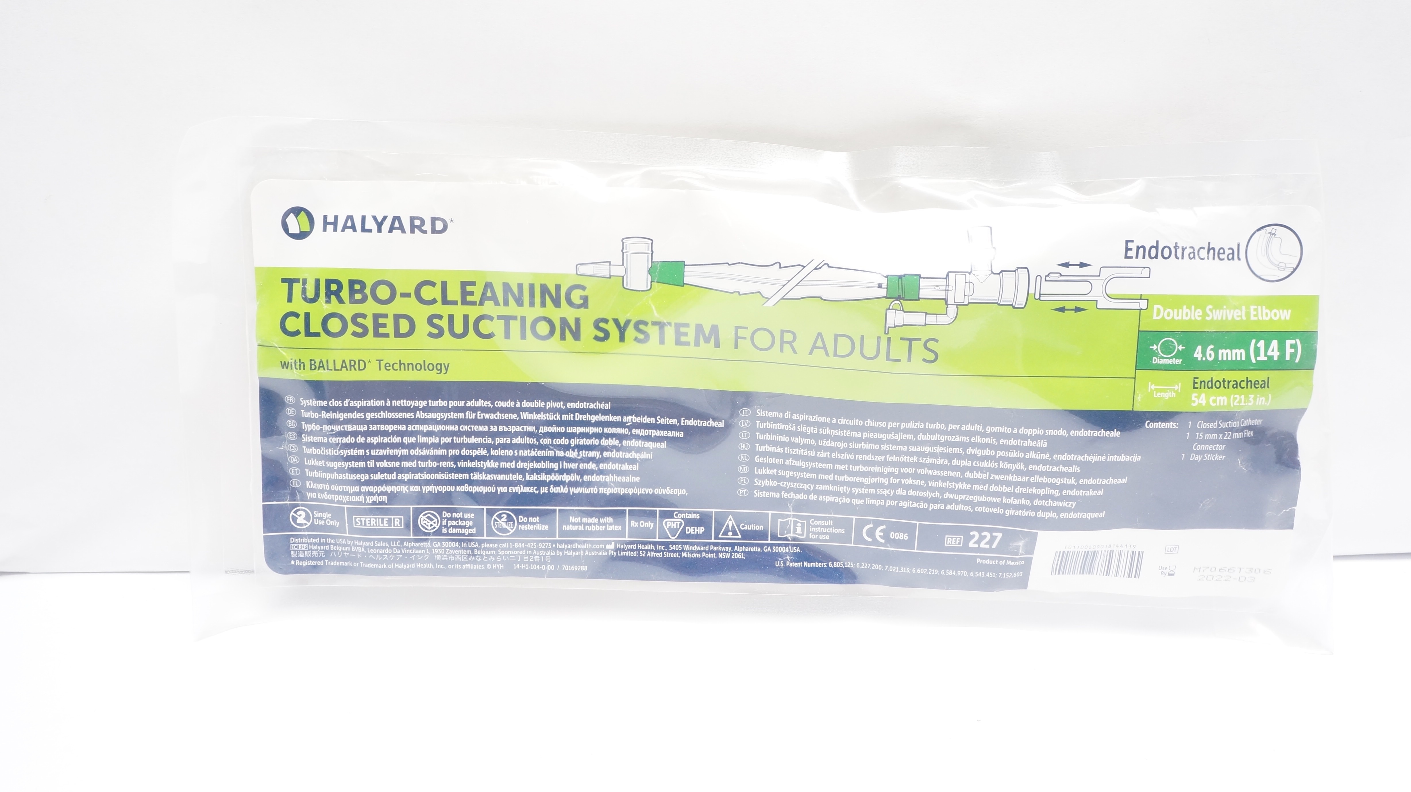 Halyard 227 Turbo-Cleaning Closed Suction System, Endotracheal 14F. (x)