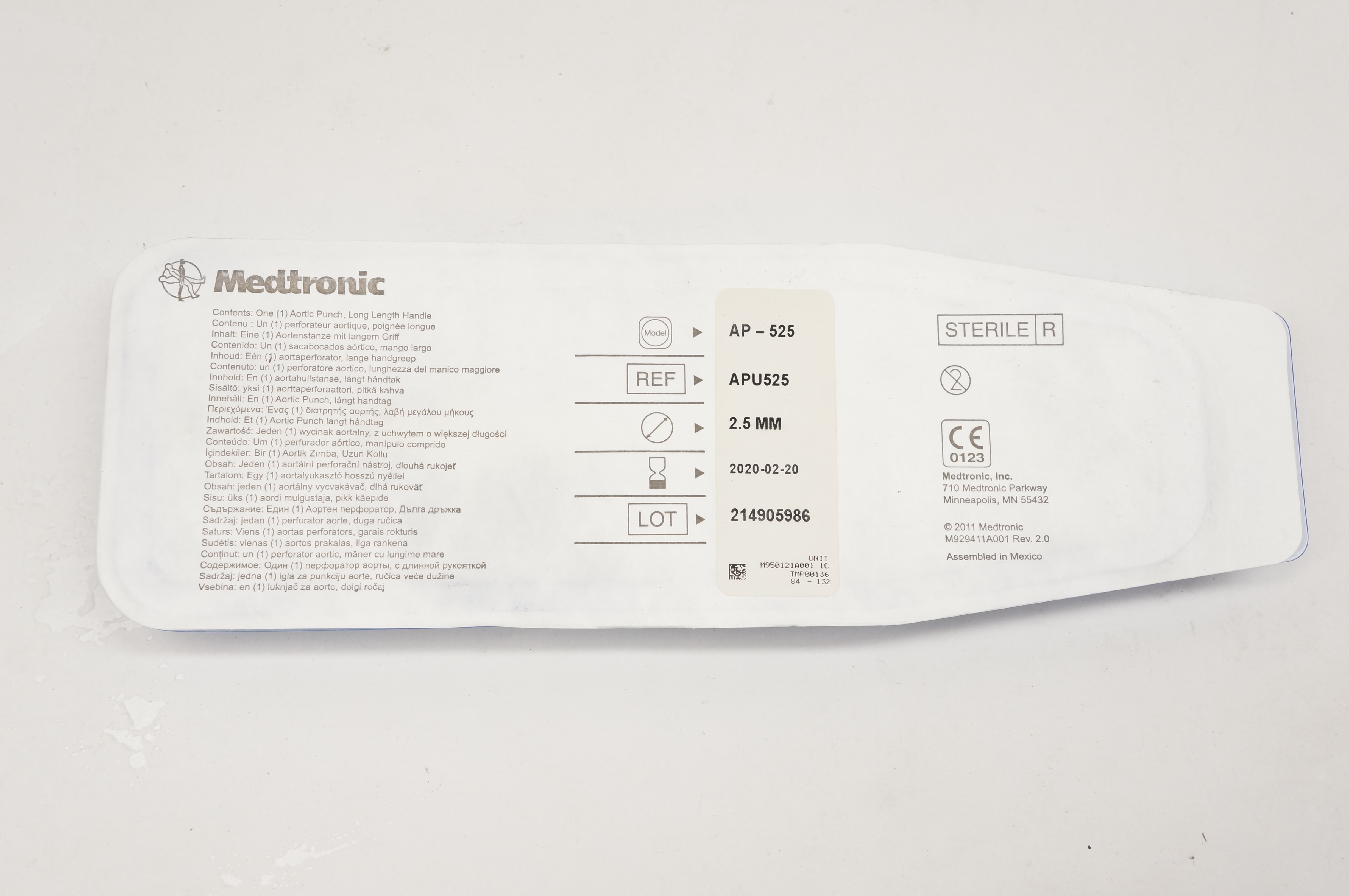 Medtronic APU525 Aortic Punch, Long Length Handle 2.5mm (x)