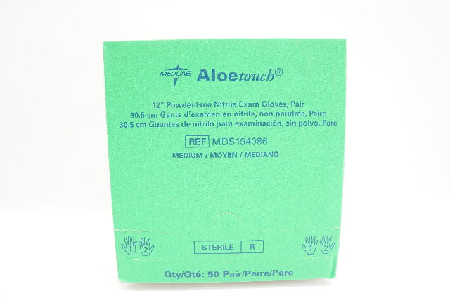 Medline MDS194086 Powder-Free Nitrile Exam Gloves Medium 12inch - Box of 50