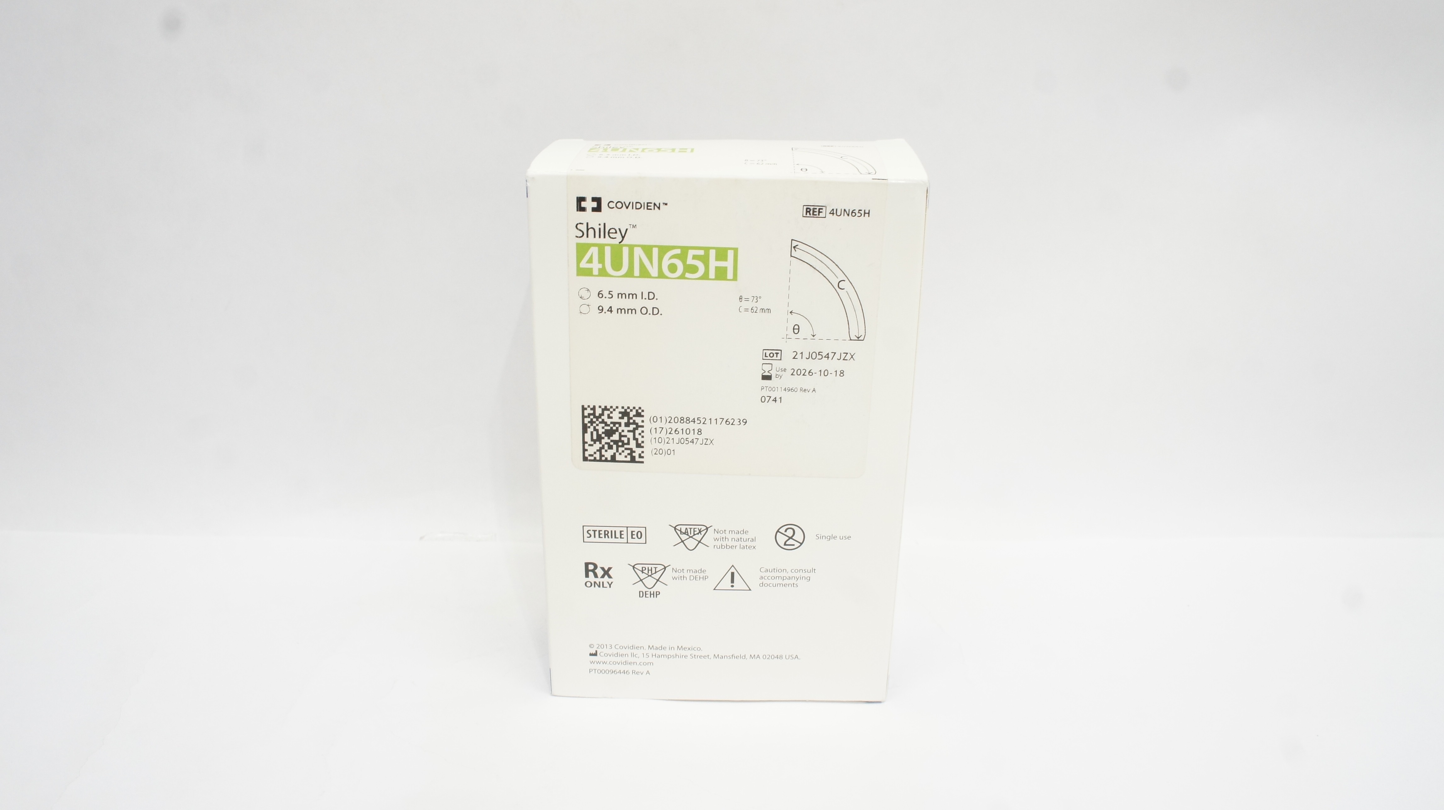 Covidien 4UN65H Shiley Adult Flexible Tracheostomy Tube Cuffless 6.5ID x 9.4mmOD