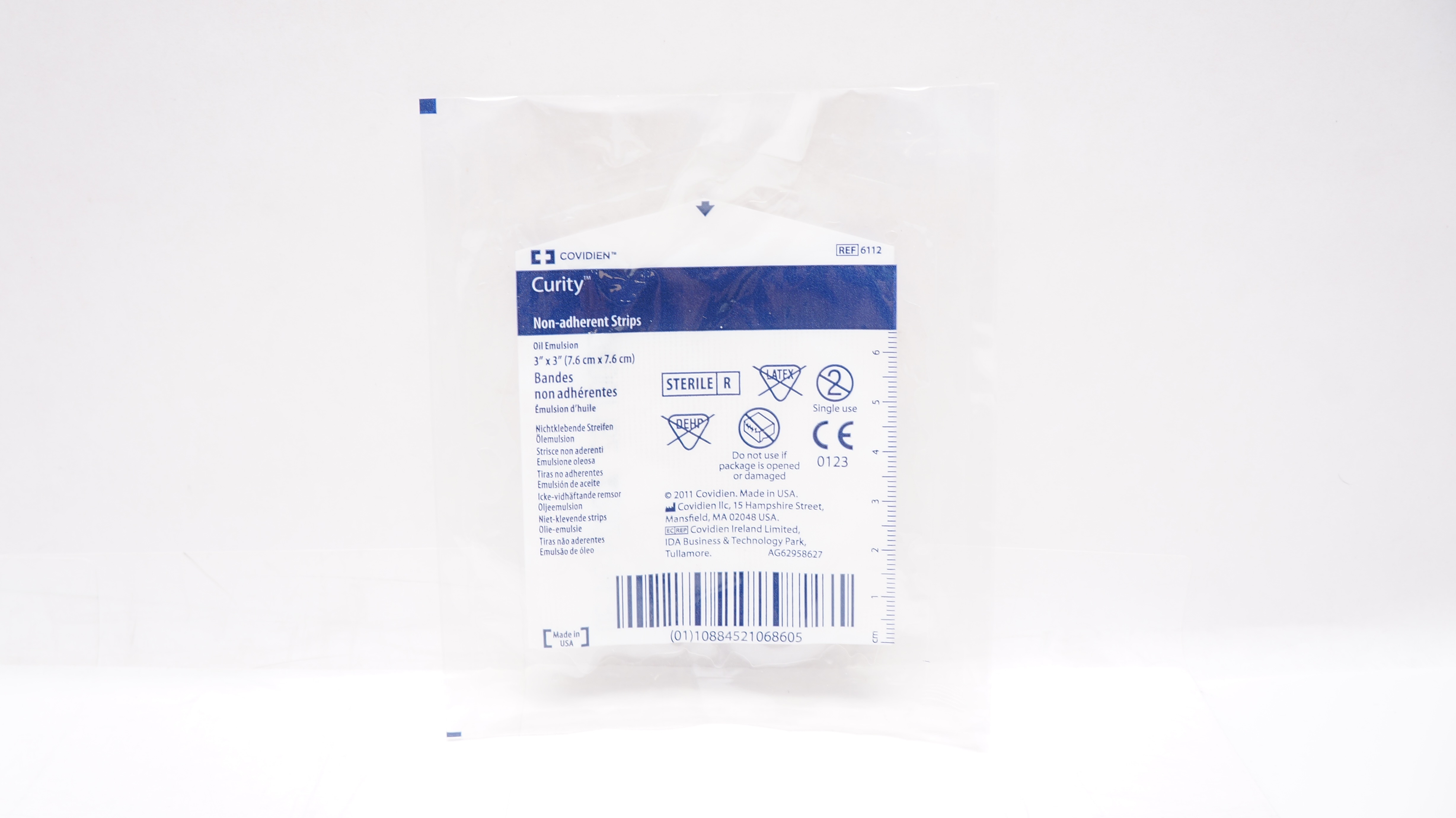 Covidien 6112 Curity Non-Adherent Strips Oil Emulsion 3inch x 3inch