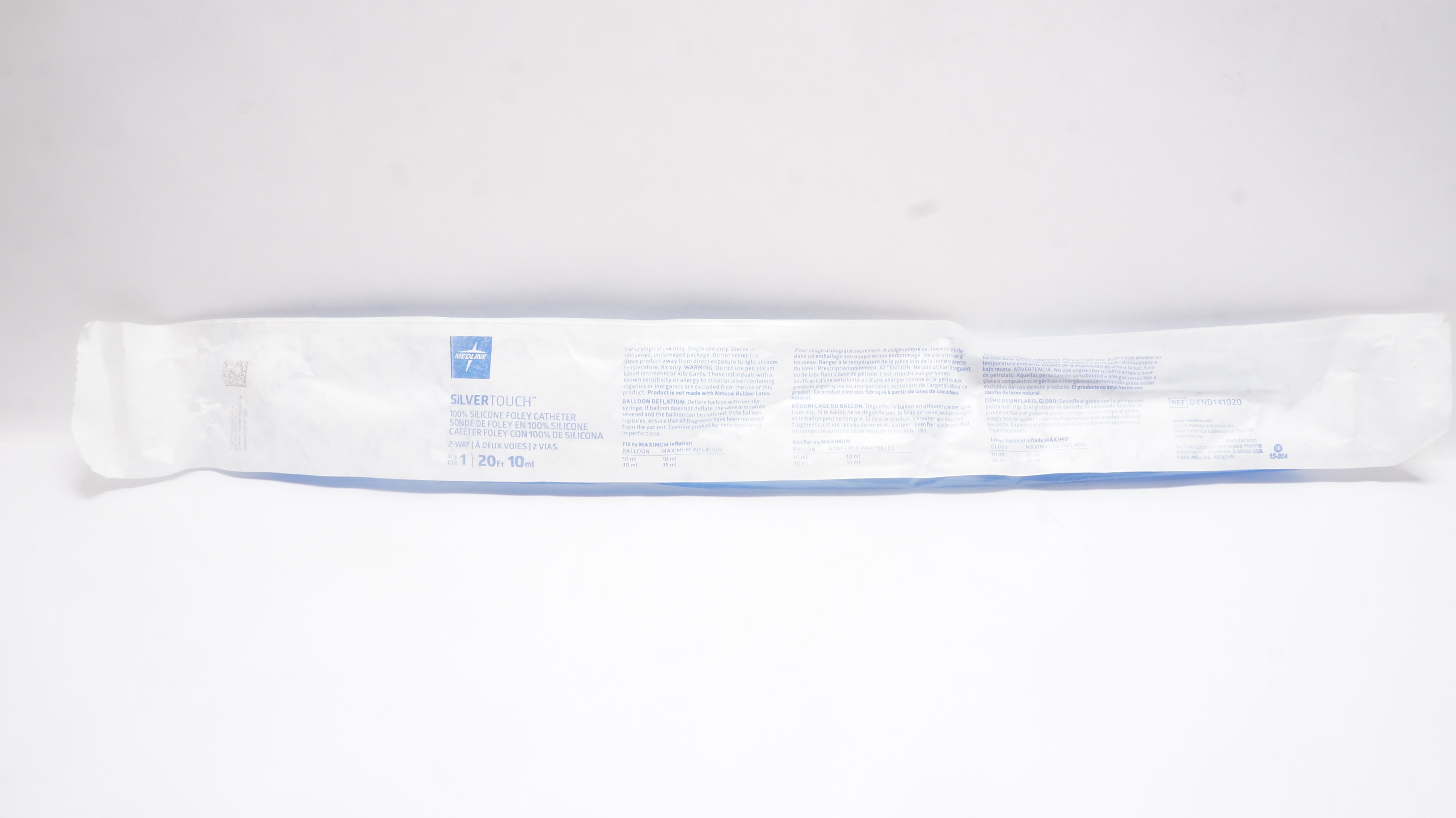 Medline DYND141020 Silvertouch 100% Silicone Foley Cath. 2 Way 20Fr 10 mL (x)