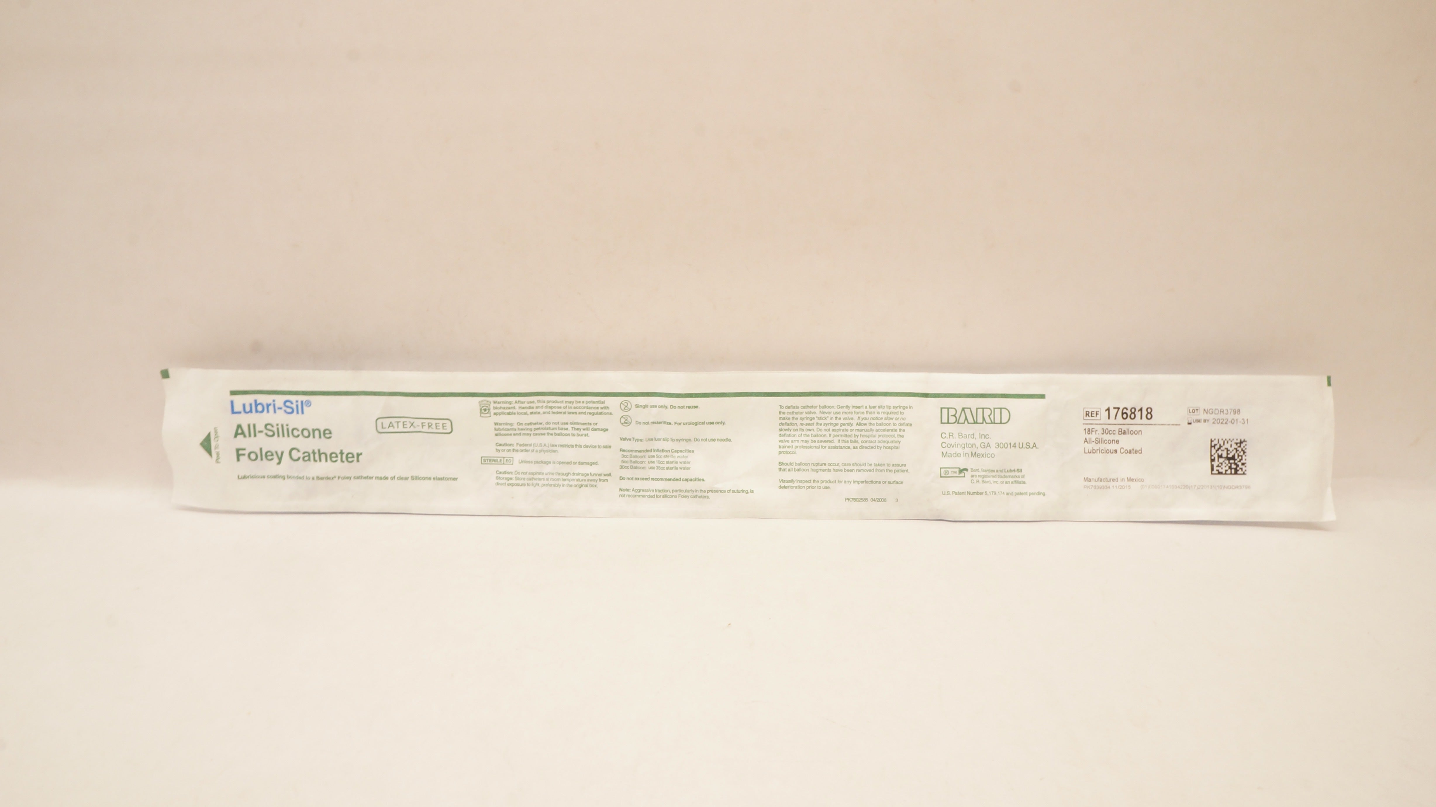 Bard 176818 Bardex Lubri-Sil Lubricious Coated Foley Cath. 18Fr (x)