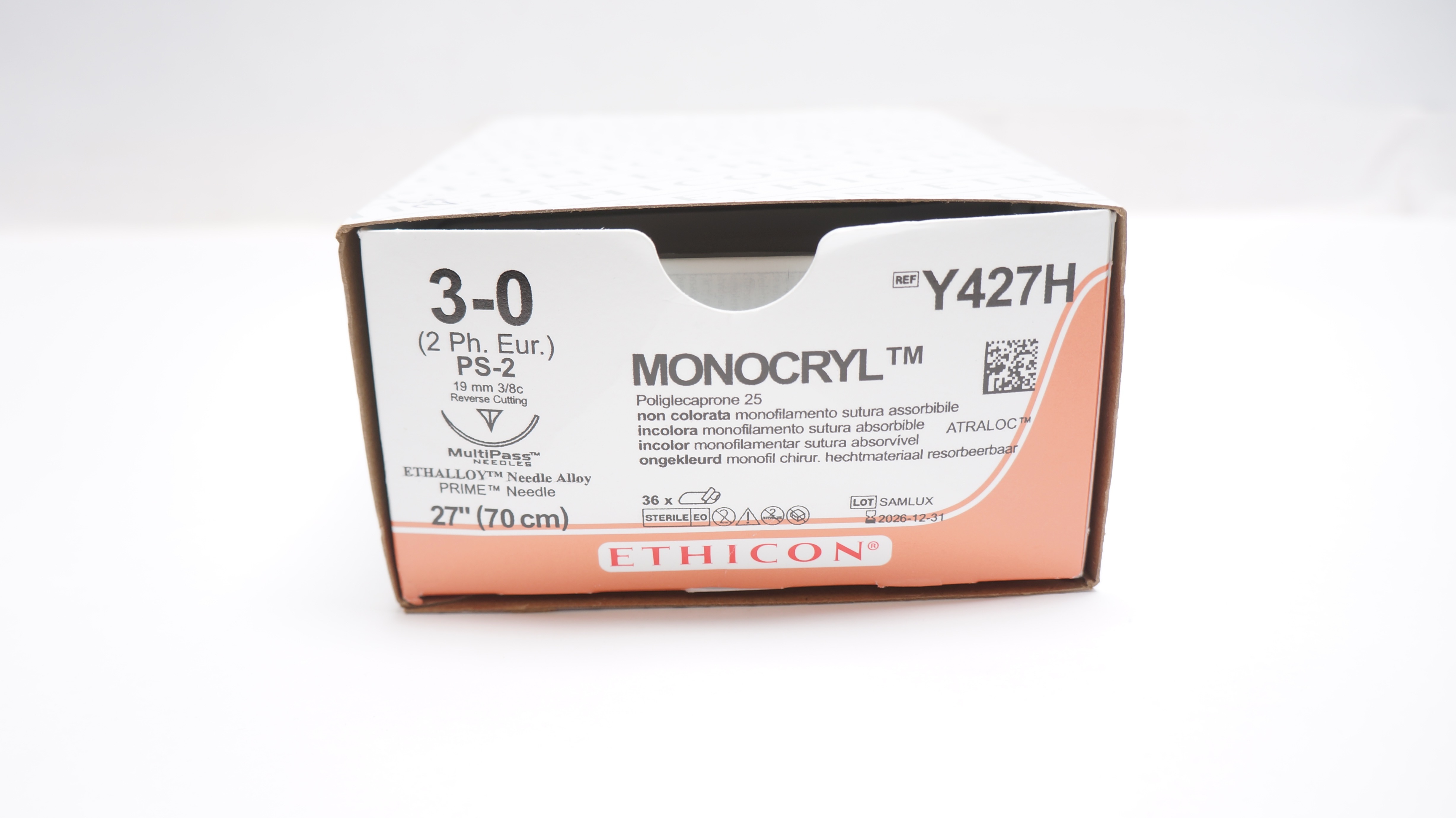 Ethicon 1637G 4-0 CHROMIC GUT PS-2 19mm 3/8c Reverse Cutting 18inch - Box of 12