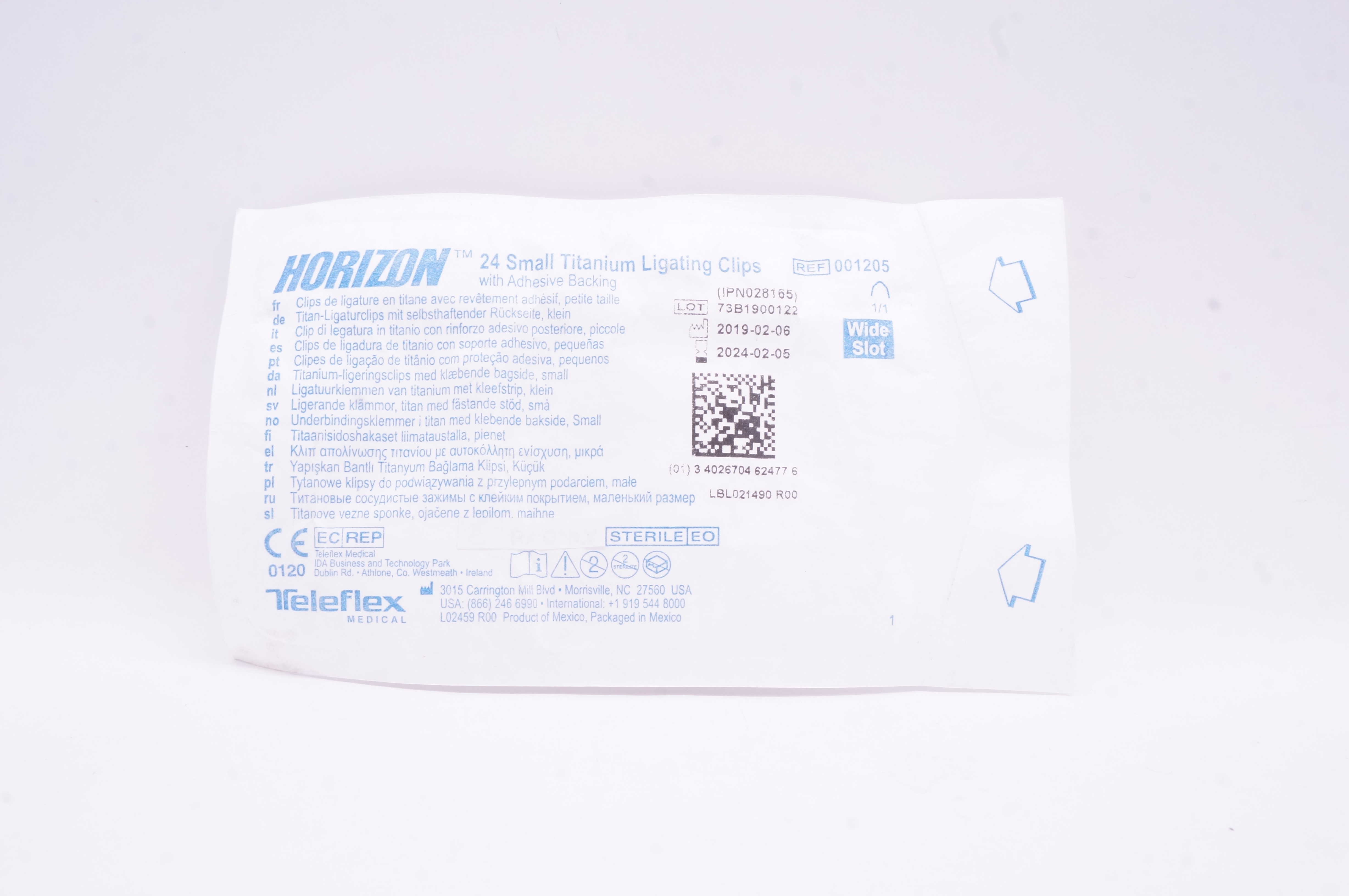 Horizon 001205 Teleflex 24 Small Titanium Ligating Clips with Adhesive Backing