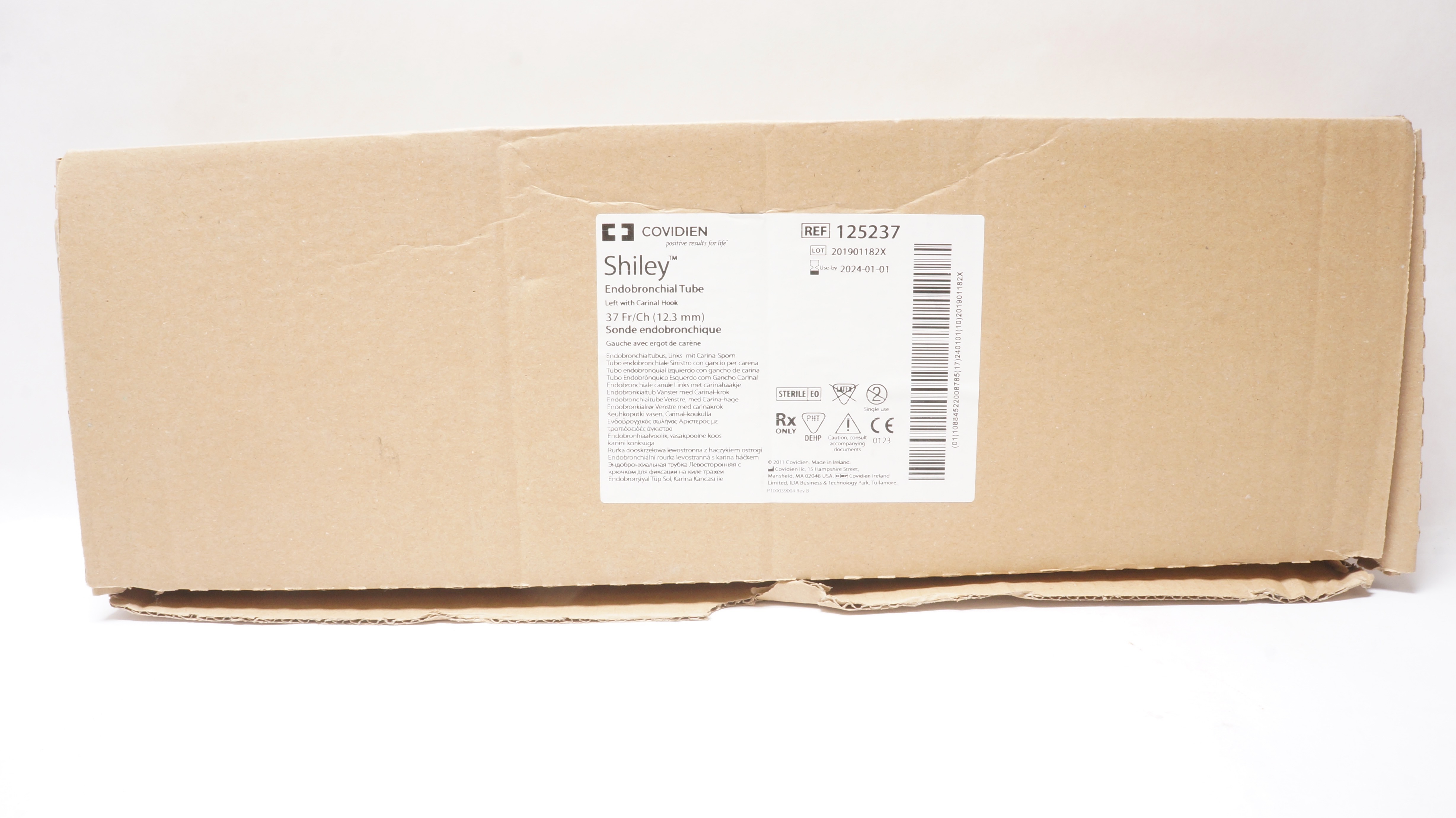 Covidien 125237 Shiley Endobronchial Tube left w/Cranial Hook 37Fr/Ch