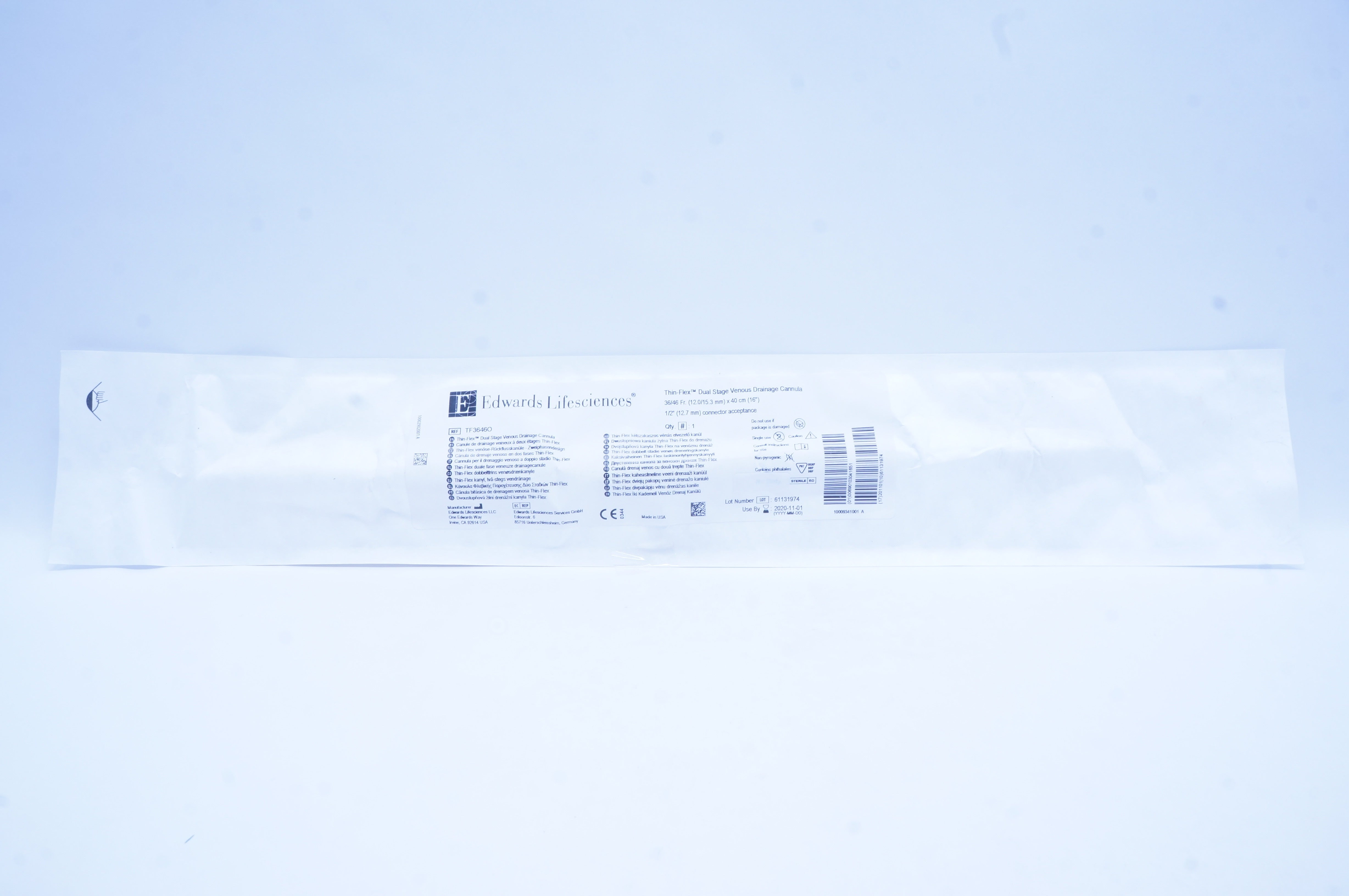 Edwards Lifesciences TF3646O Thin-Flex Venous Drainage Cannula 36/46Fr x 40cm