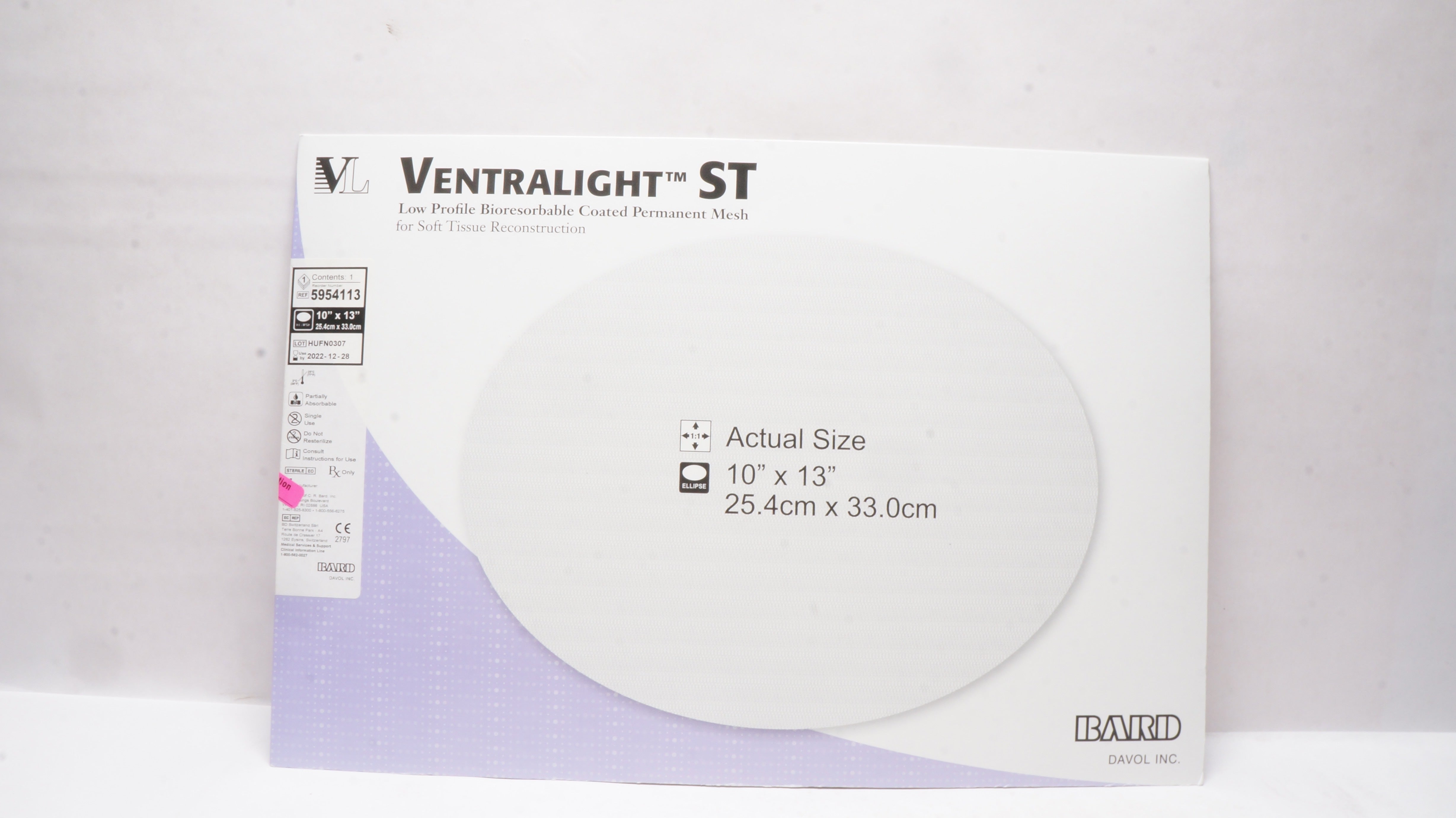 Bard 5954113 Ventralight ST Low Profile Bioresorbable Coated 10 x 13inch (x)