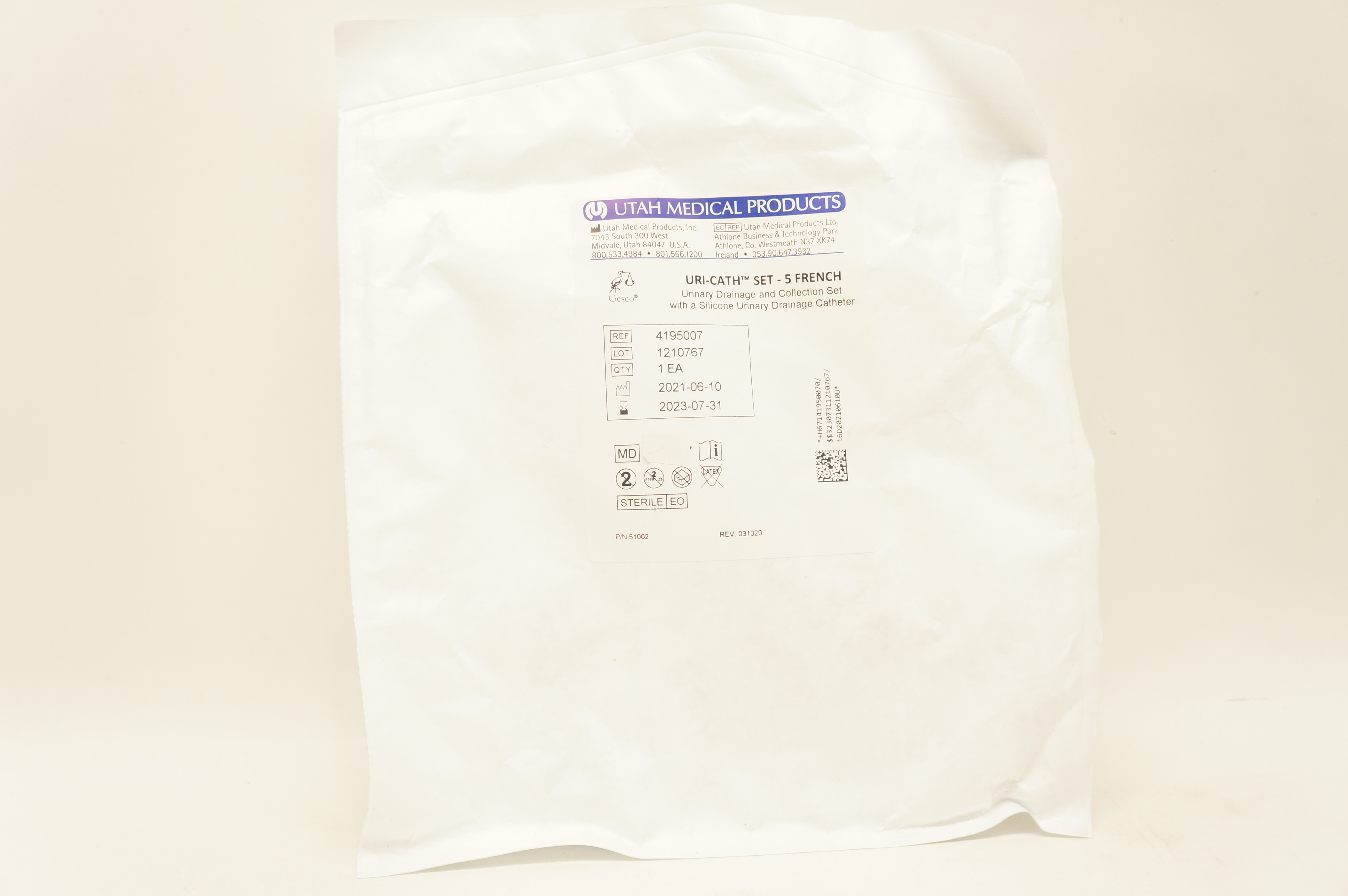 Utah Medical 4195007 Uri-Cath Set 5Fr. Urinary Drainage and Collection Set (x)