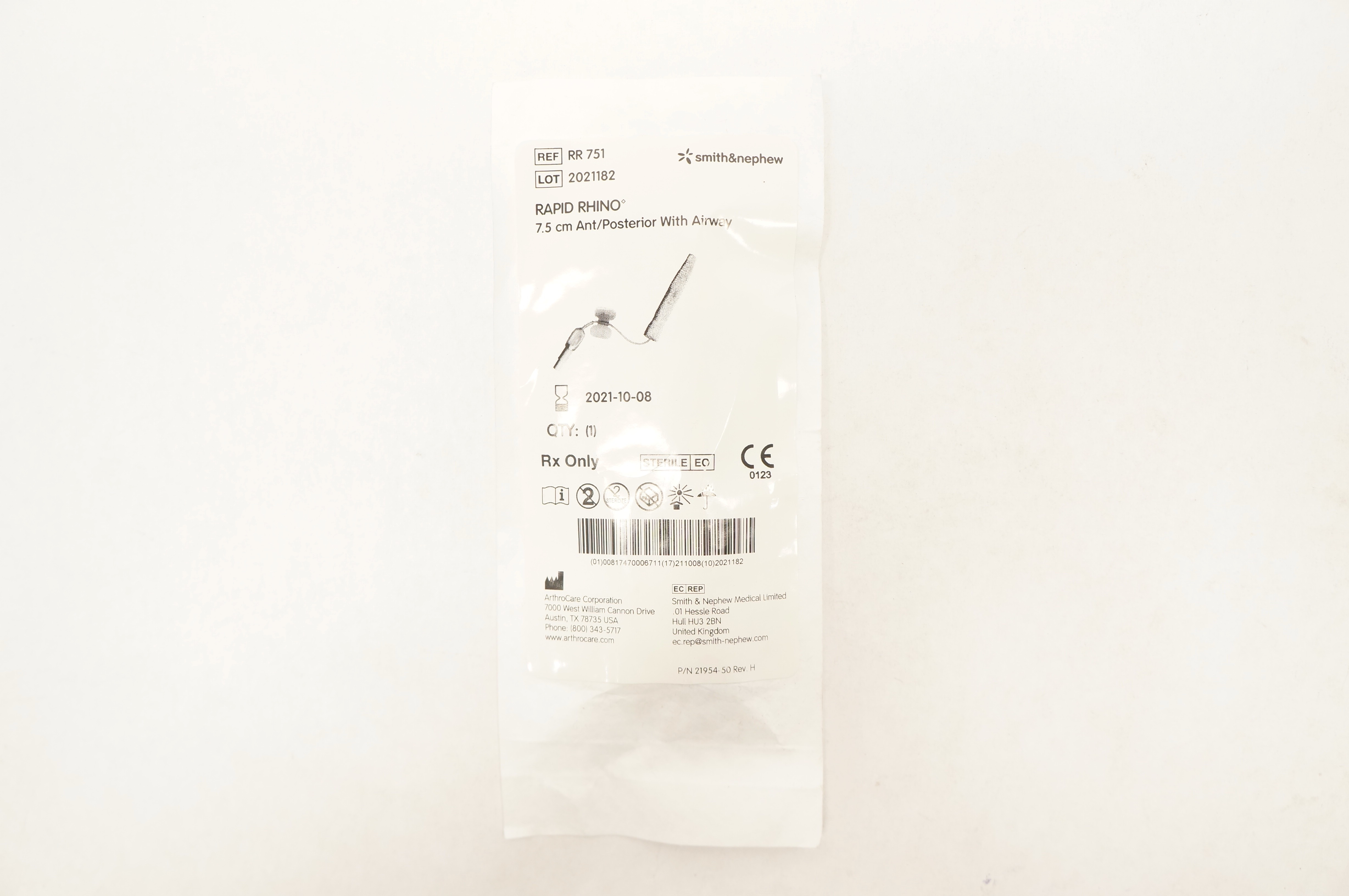 Smith&Nephew RR751 Rapid Rhino 7.5cm Ant/Posterior With Airway (x)