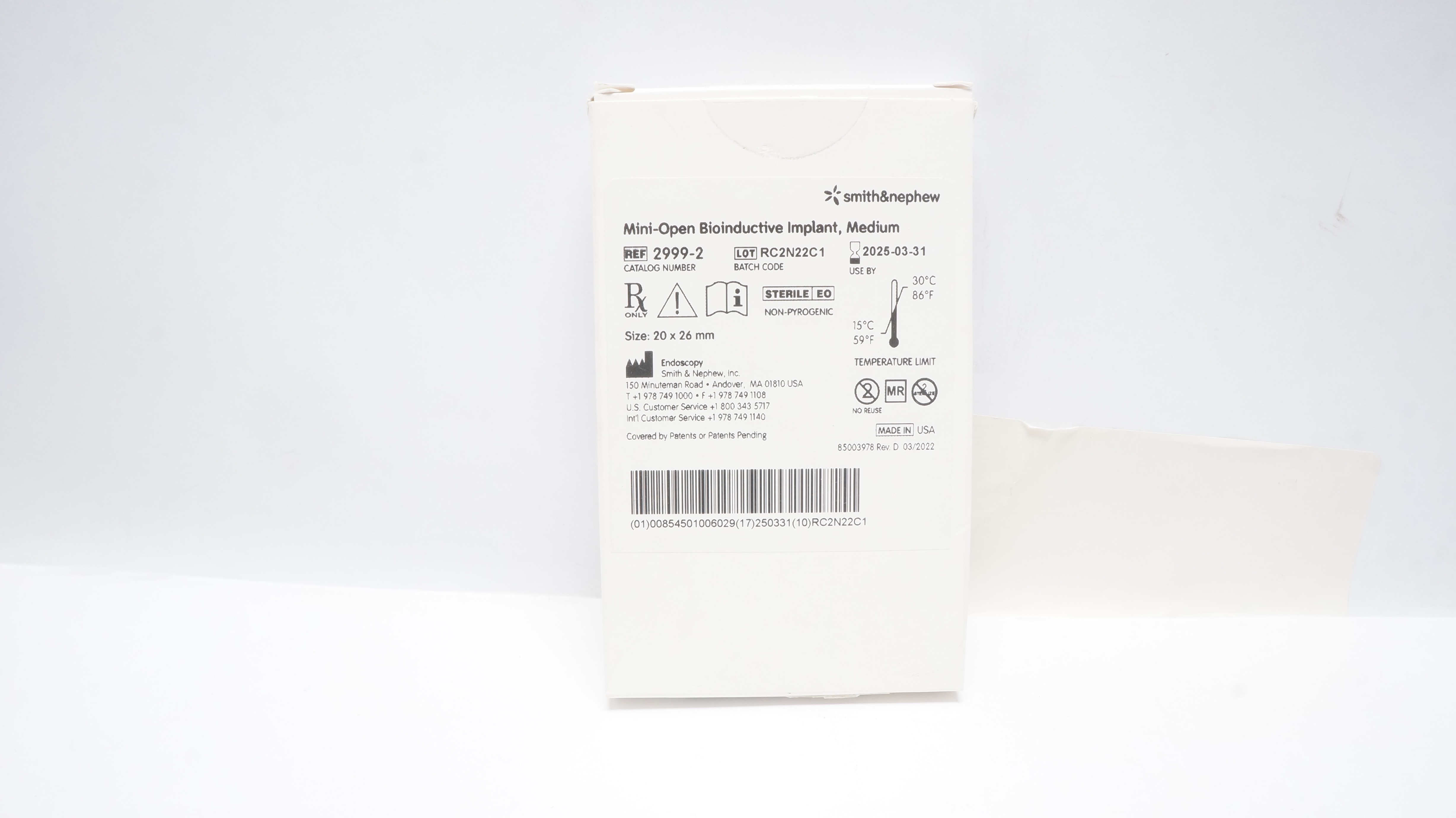 Smith&Nephew 2999-2 Mini-Open Bioinductive Implant, Medium 20 x 26mm (x)