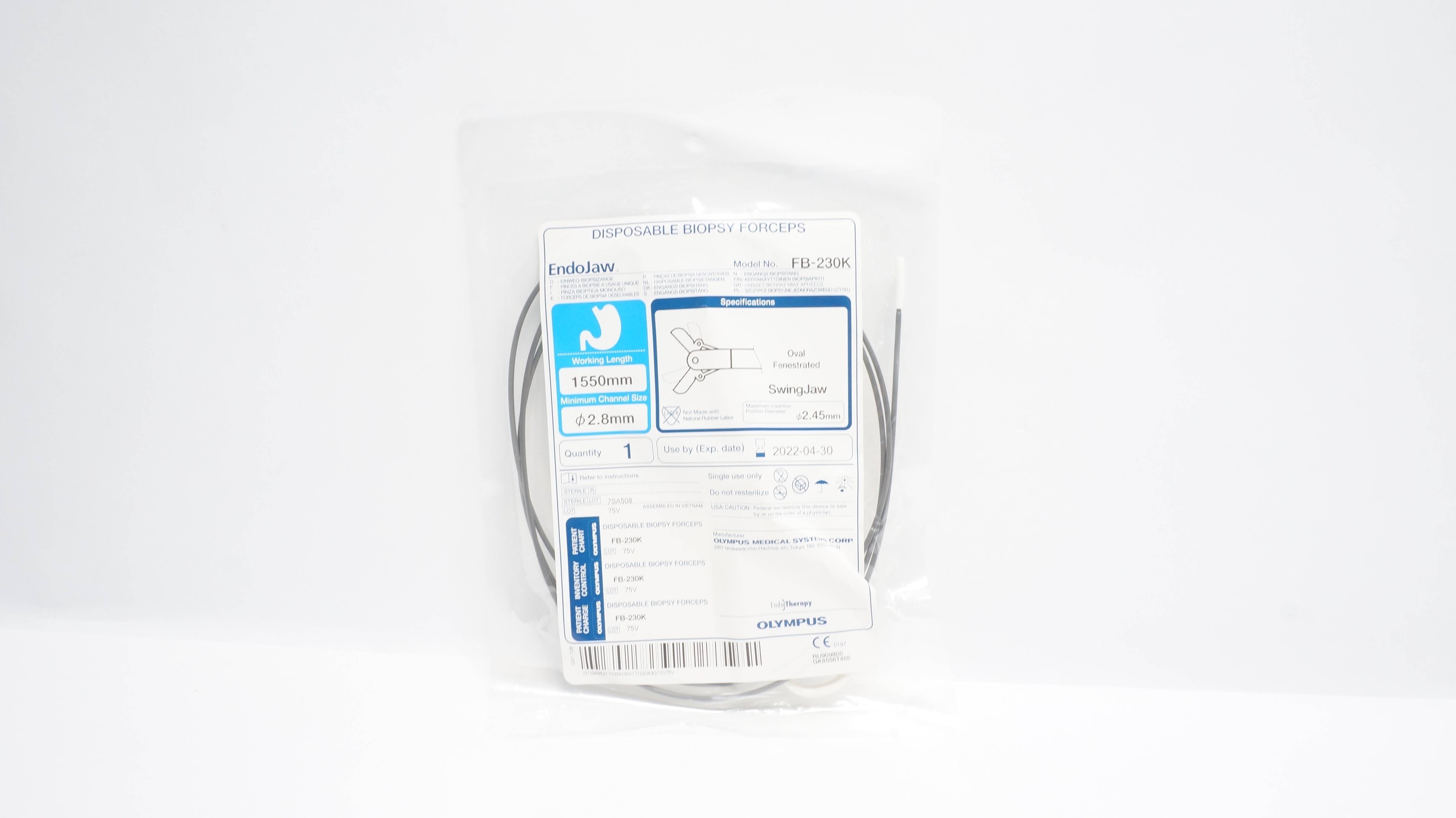 Olympus FB-230K EndoJaw Biopsy Forceps, 1550 mm Working Length (x)