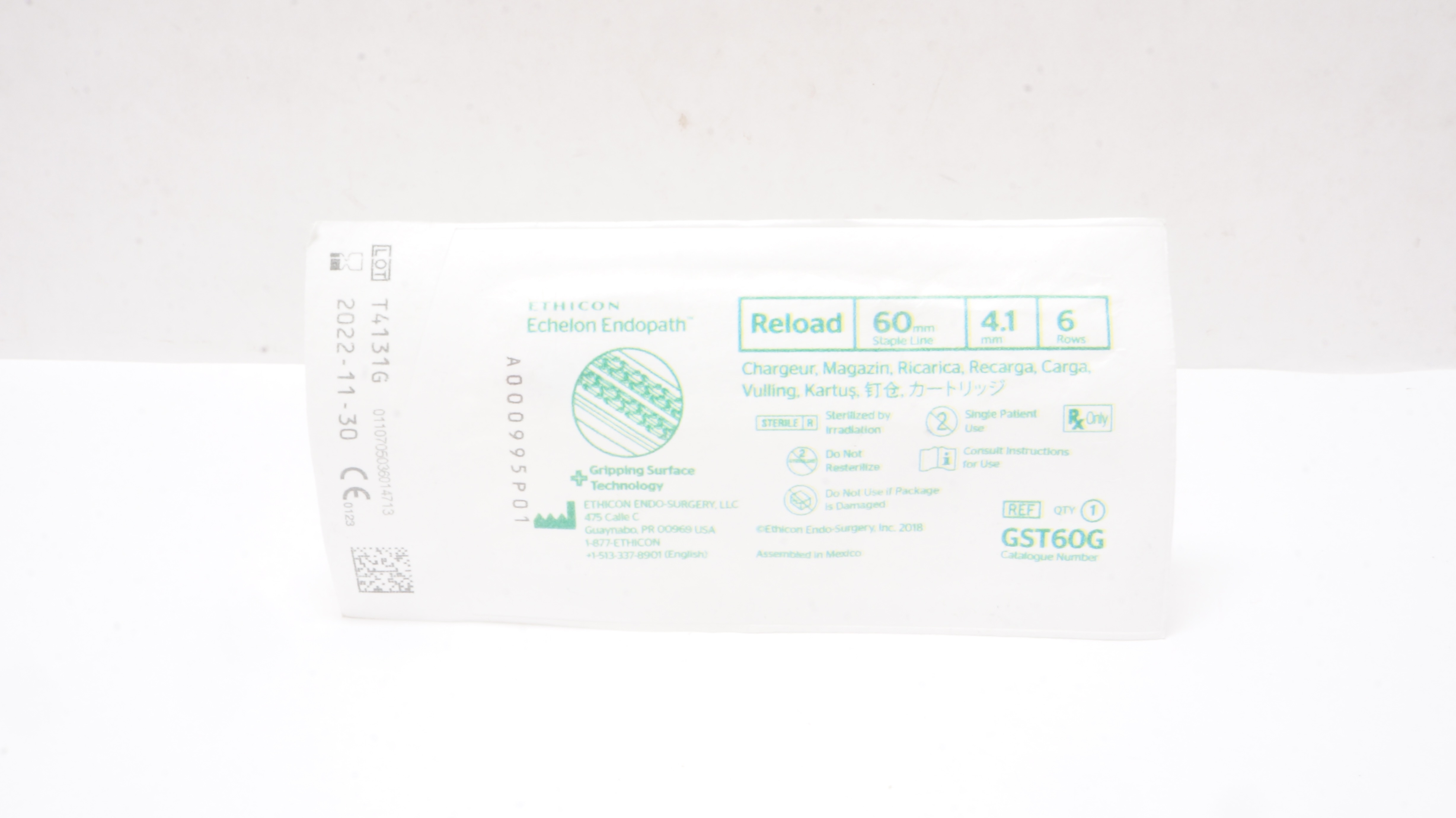 Ethicon GST60G Endopath Echelon Reload 60 mm Staple Line 4.1 mm 6 Rows (x)