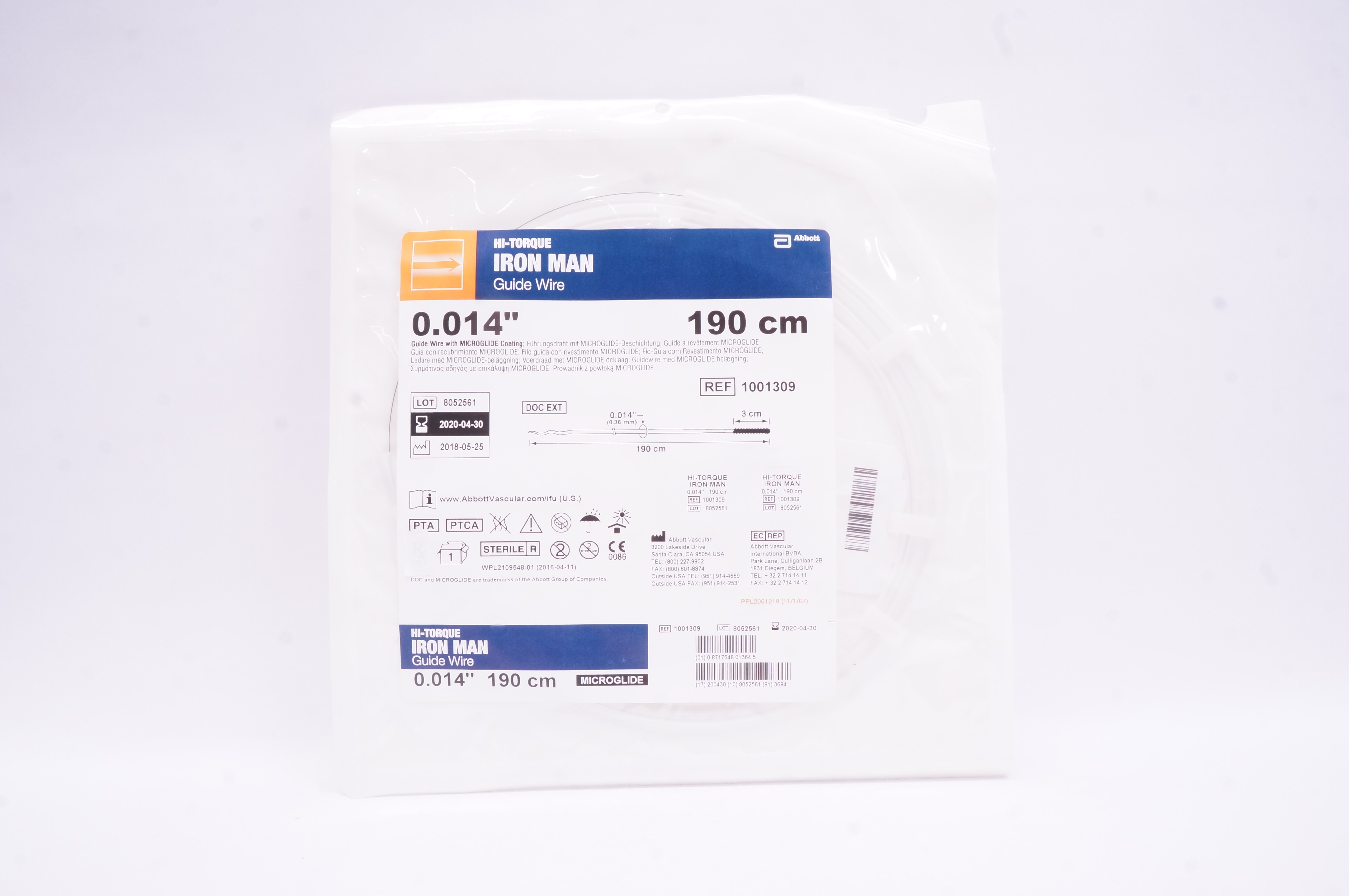 Abbott 1001309 Hi-Torque Iron Man Guide Wire 0.014inch x 190cm (x)