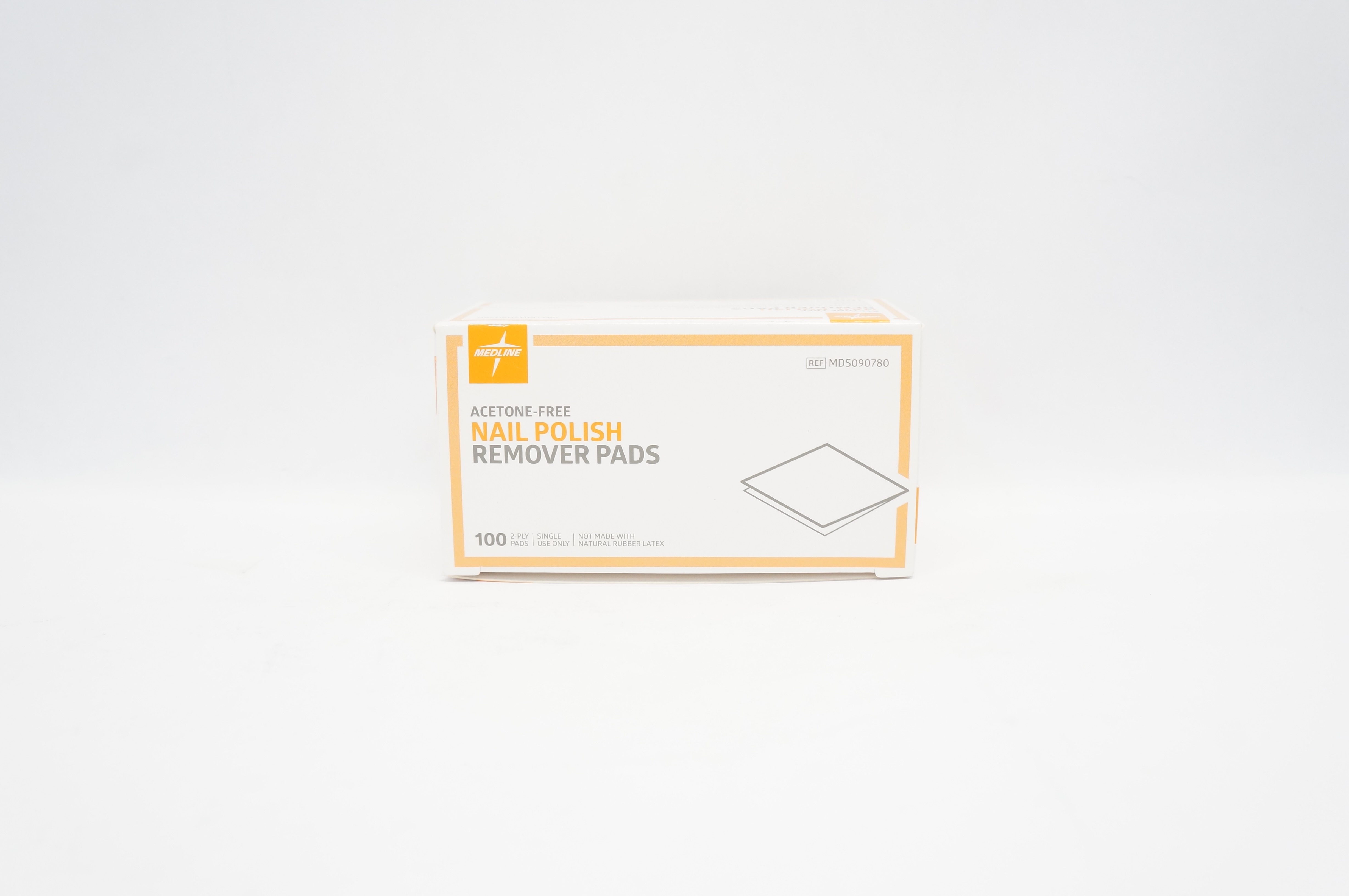 Medline MDS090780 Acetone-Free Nail Polish Remover Pads 2-Ply - Box of 100