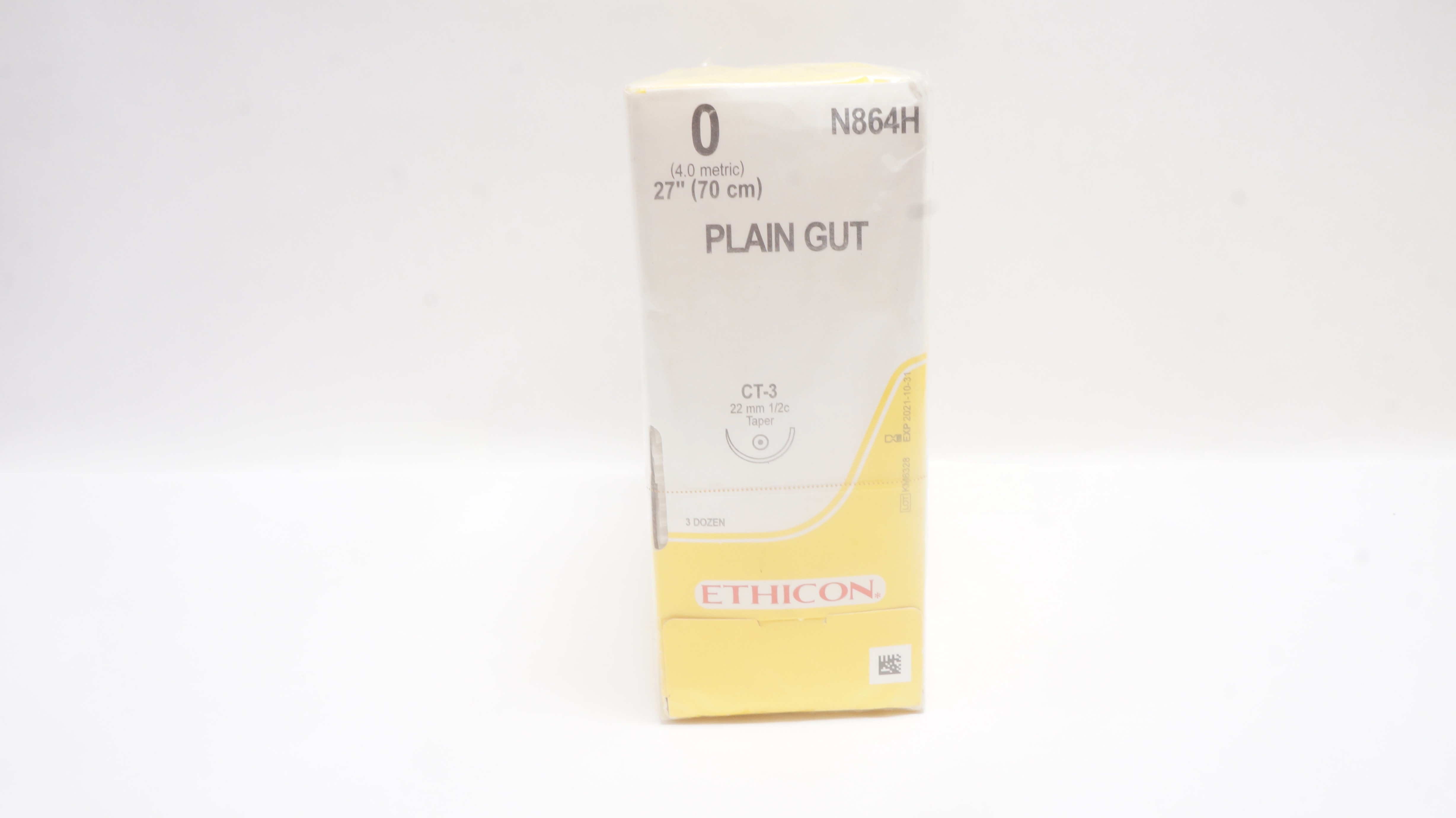 Ethicon N864H 0 Plain Gut FN-2 Taper 1/2c  22mm, 27inch (x) - Box of 36
