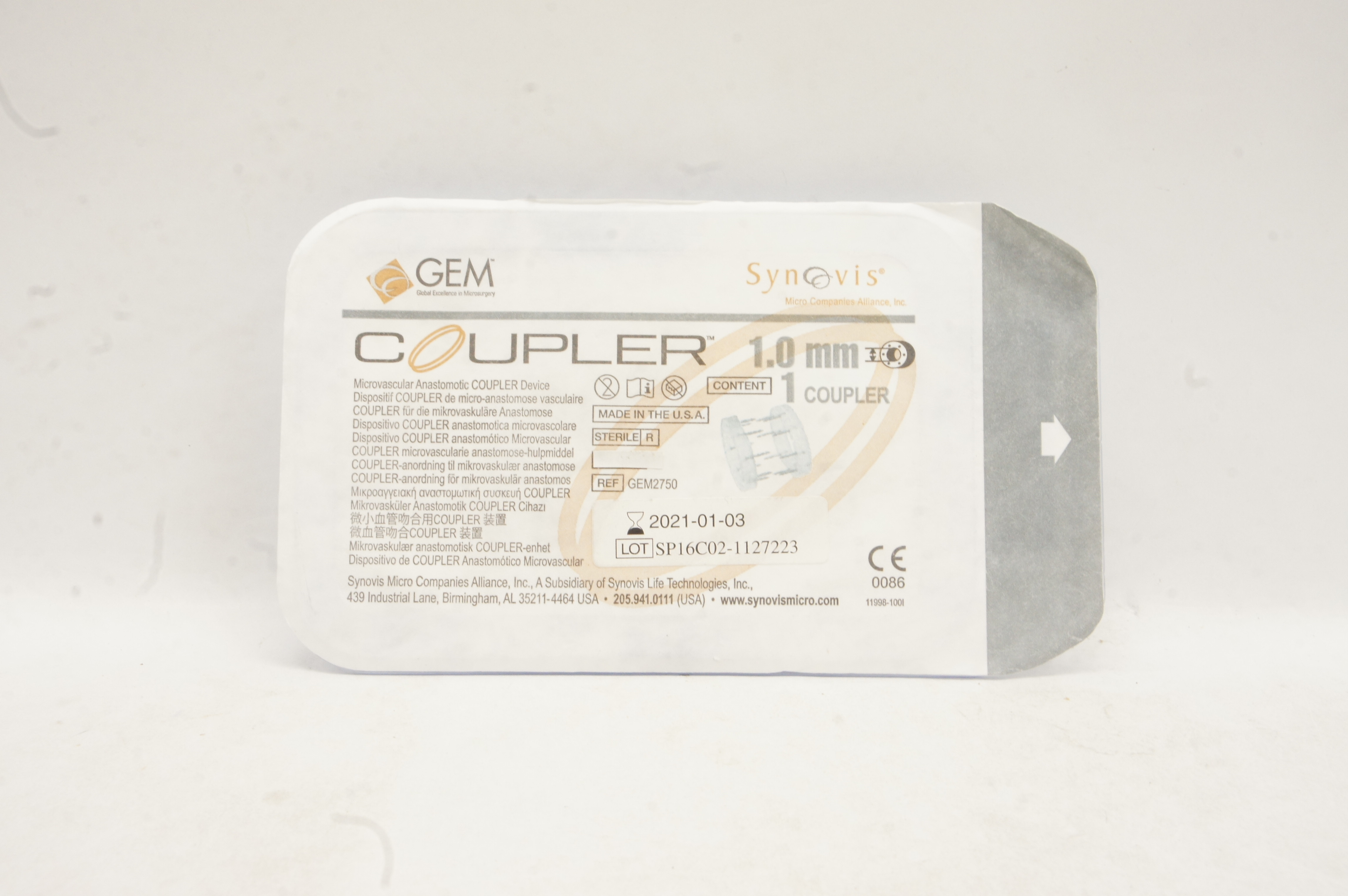 Synovis GEM2750 Coupler Microvascular Anastomotic Device 1.0mm (x)