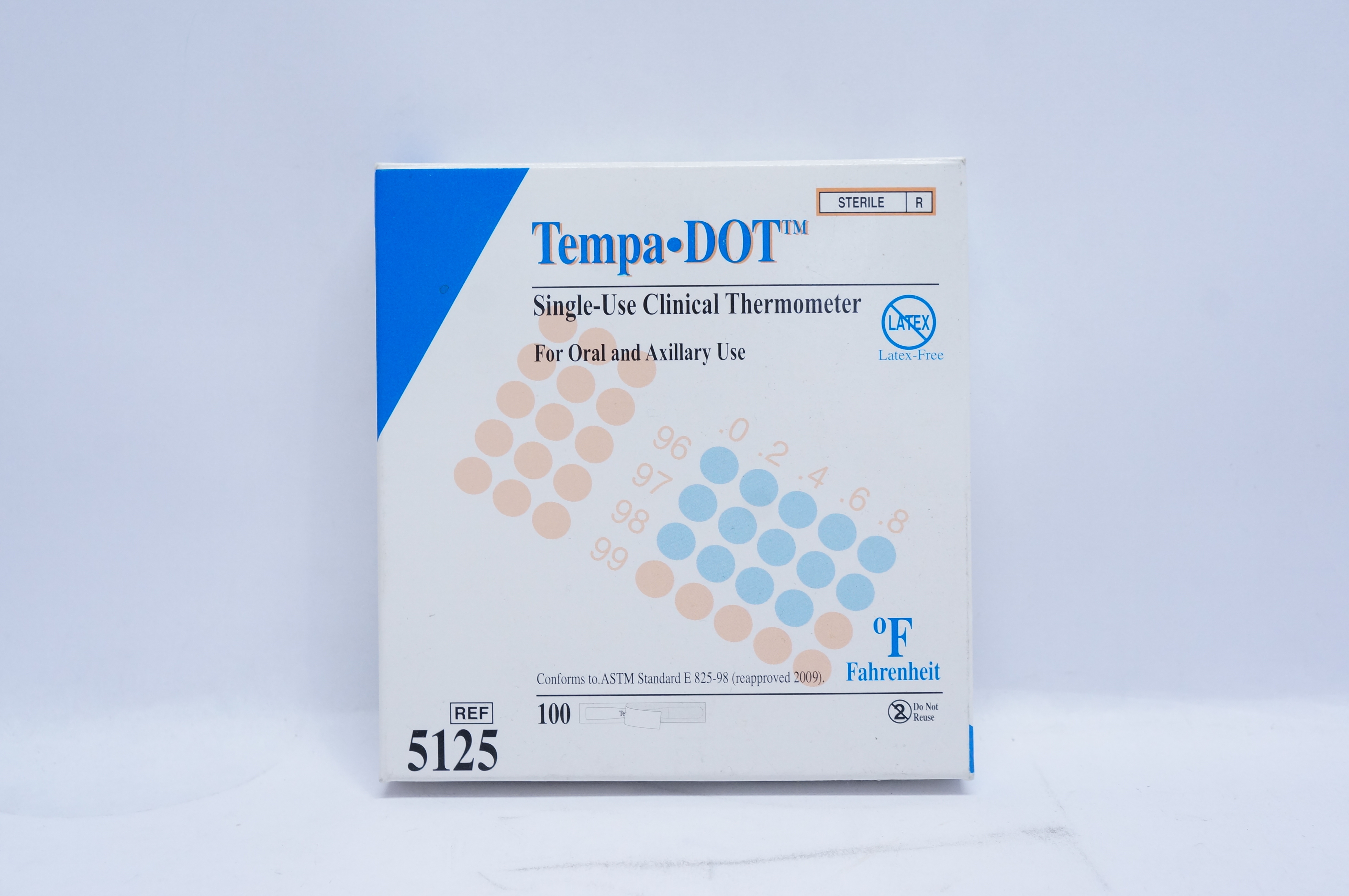 Medical Indicators 5125 Tempa DOT Single-Use Clinical Thermometer (x)-Box of 100