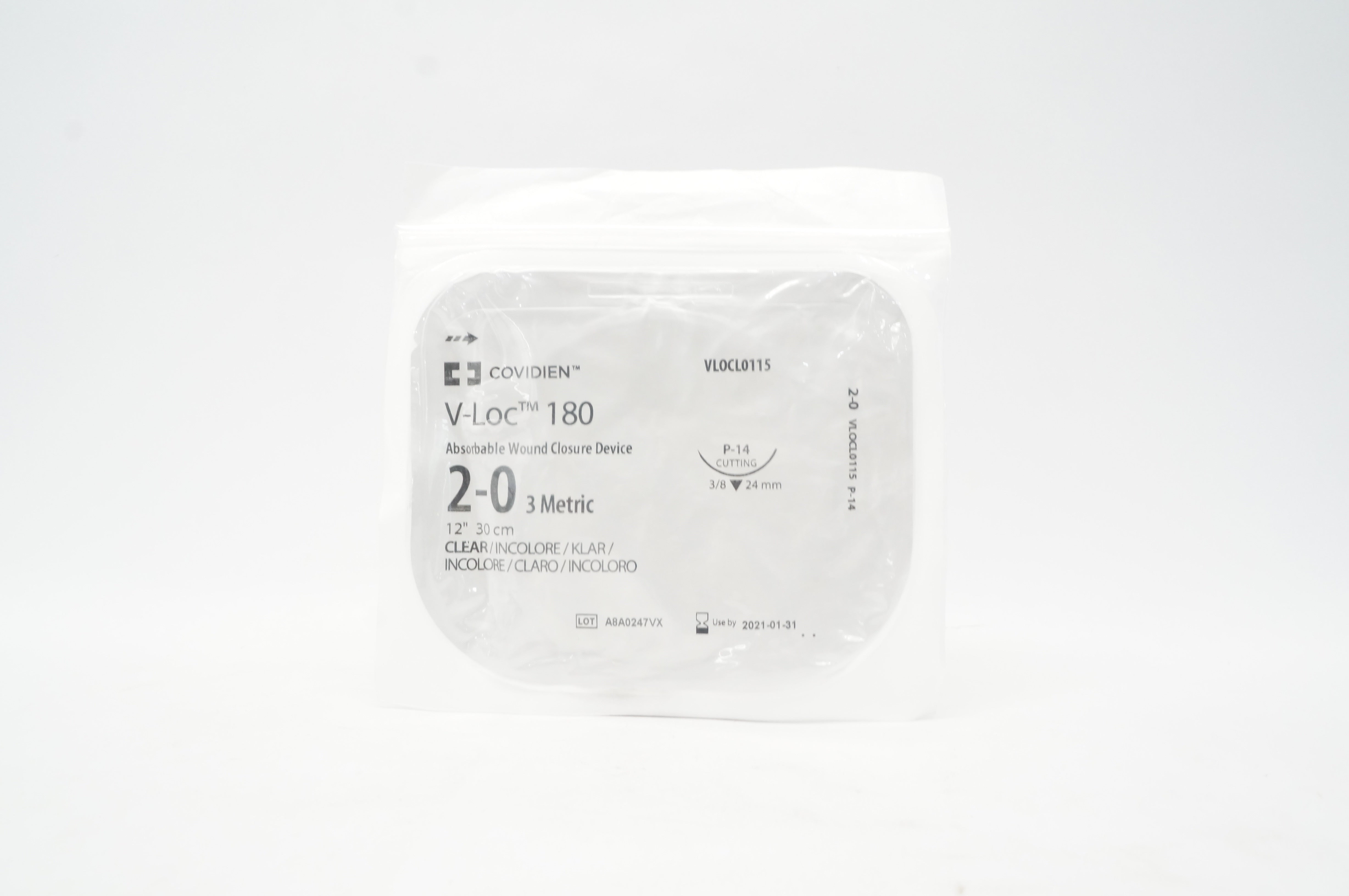 Covidien VLOCL0115 2-0 V-Loc 180 Wound Closure Device P-14 3/8c 24mm, 2 inch (x)