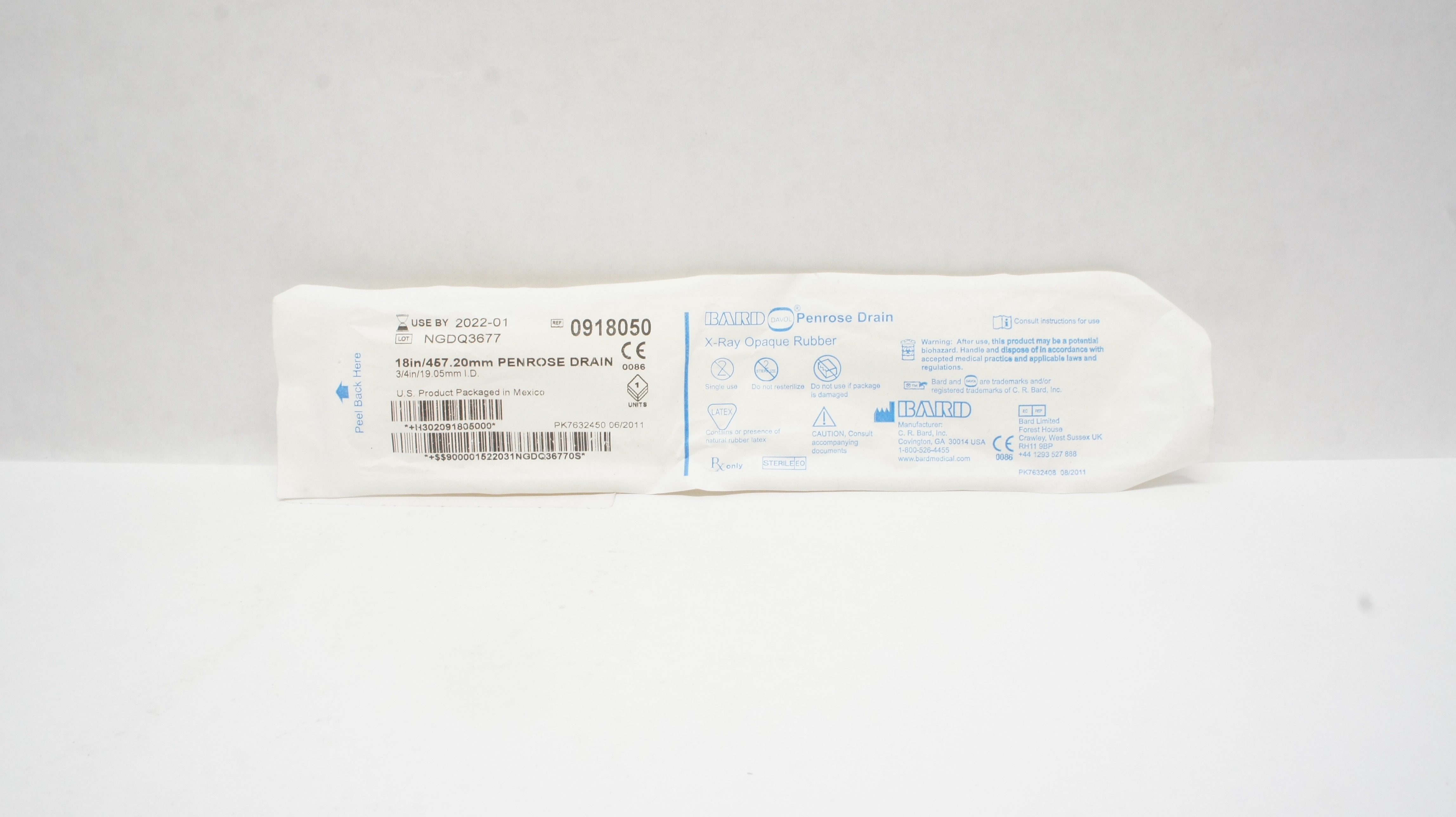 Bard 0918050 Penrose Drain X-Ray Opaque Rubber 18inch x 3/4inch (x)
