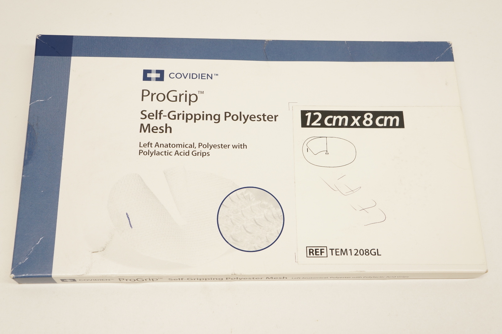 Covidien TEM1208GL ProGrip Self-Gripping Polyester Mesh 12cm x 8cm (x)