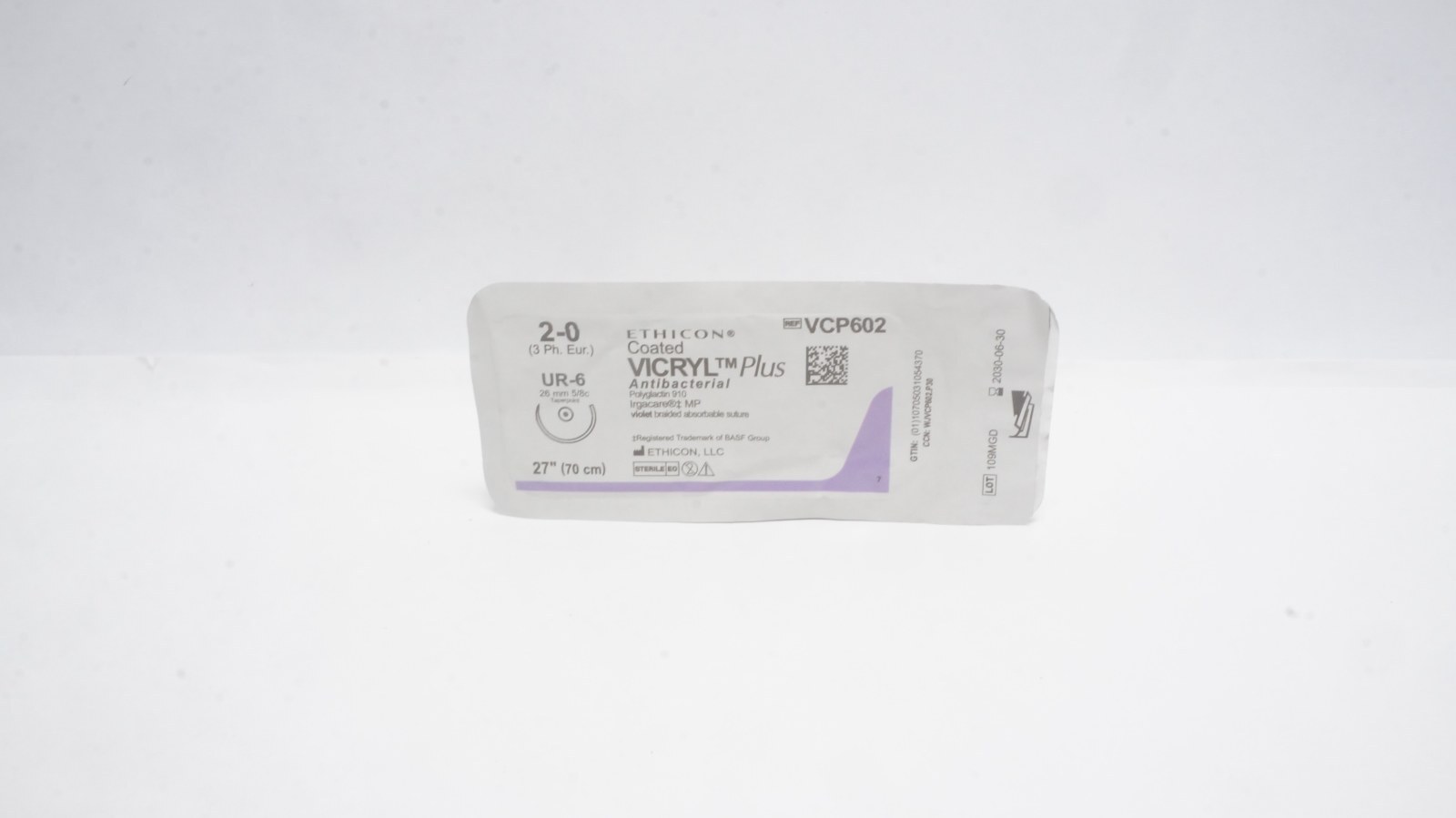 ETHICON VCP602 Coated VICRYL Plus Antibacterial Suture 2-0 27"