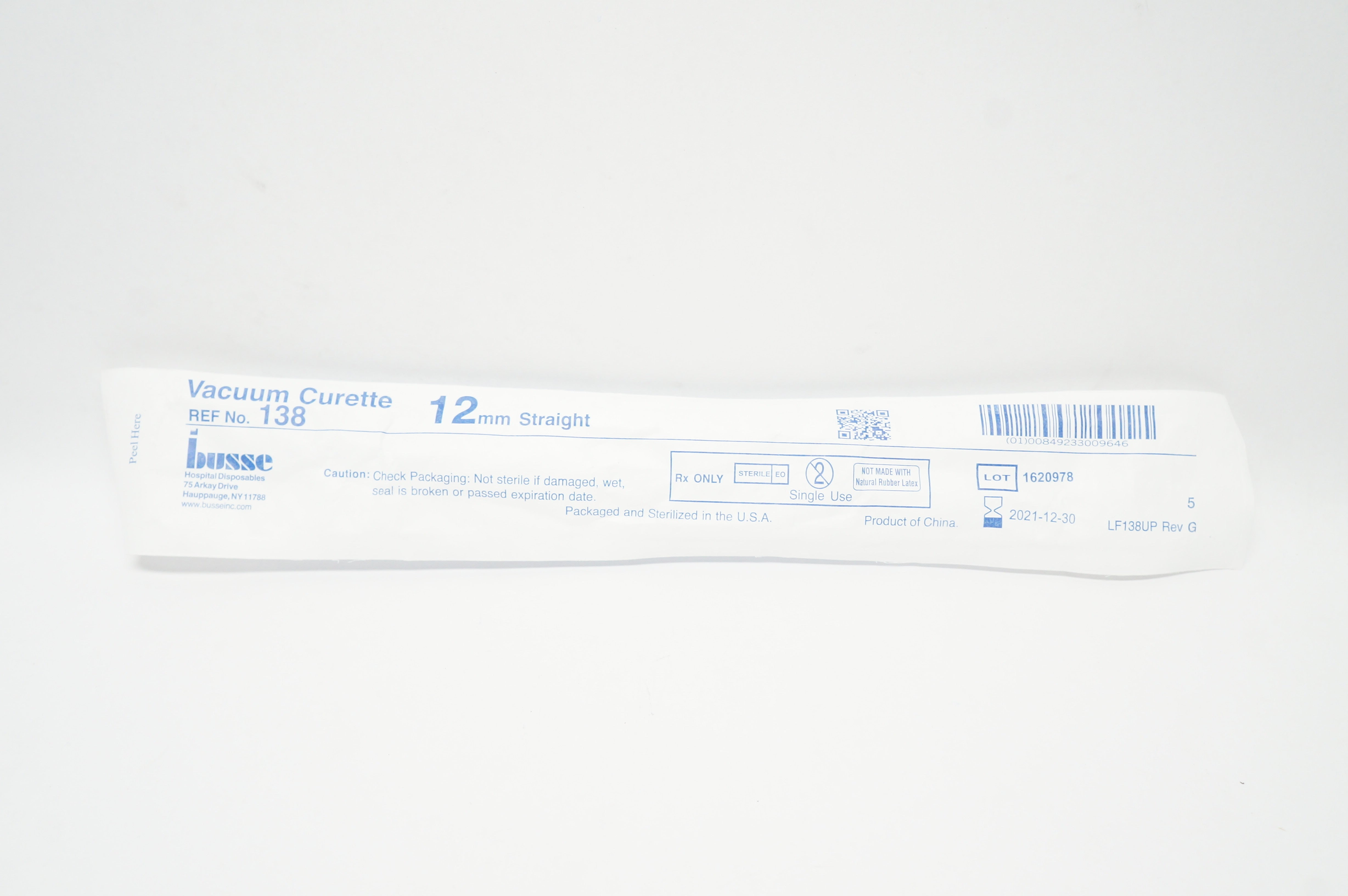 Busse 138 Vacuum Curette 12mm Straight (x)
