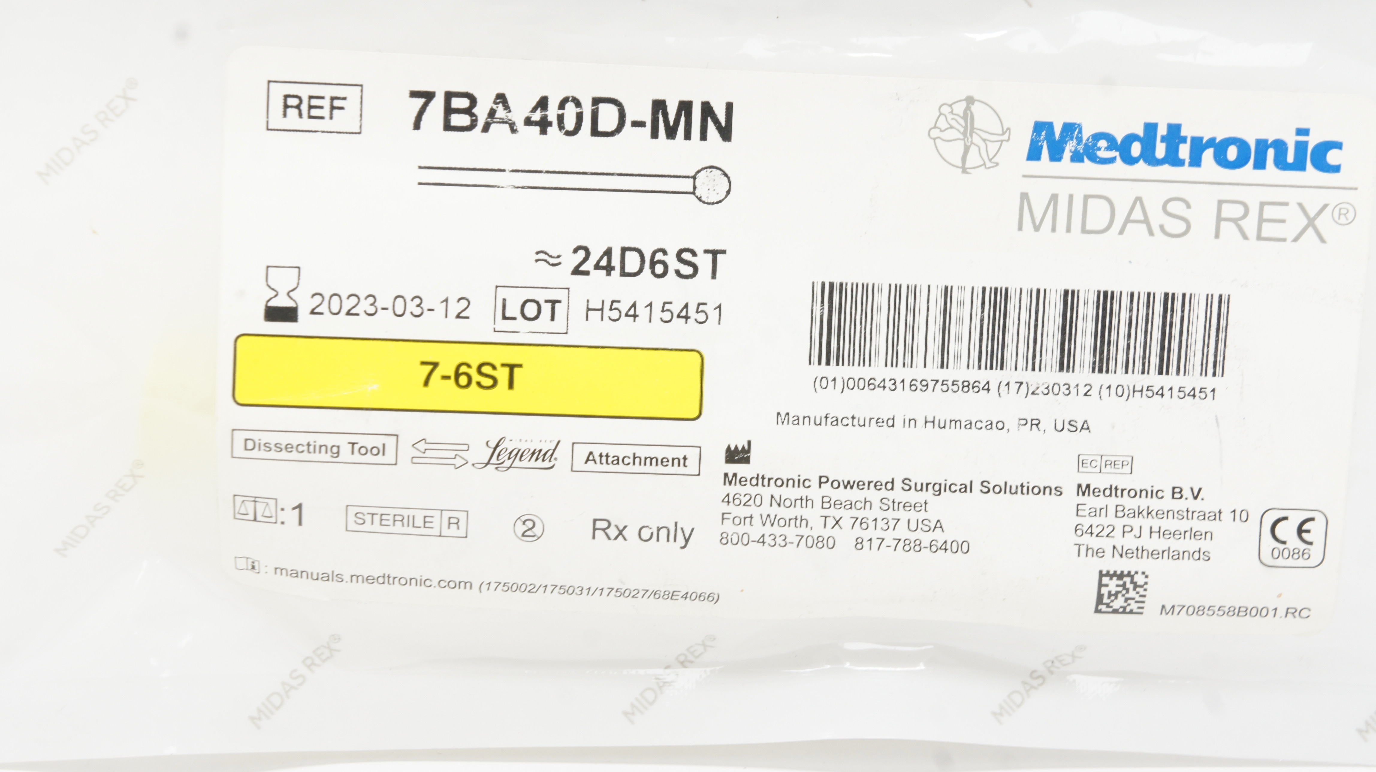 Medtronic 7BA40D-MN Midas Rex 24D6ST Legend Dissecting Tool 7-6ST (x)