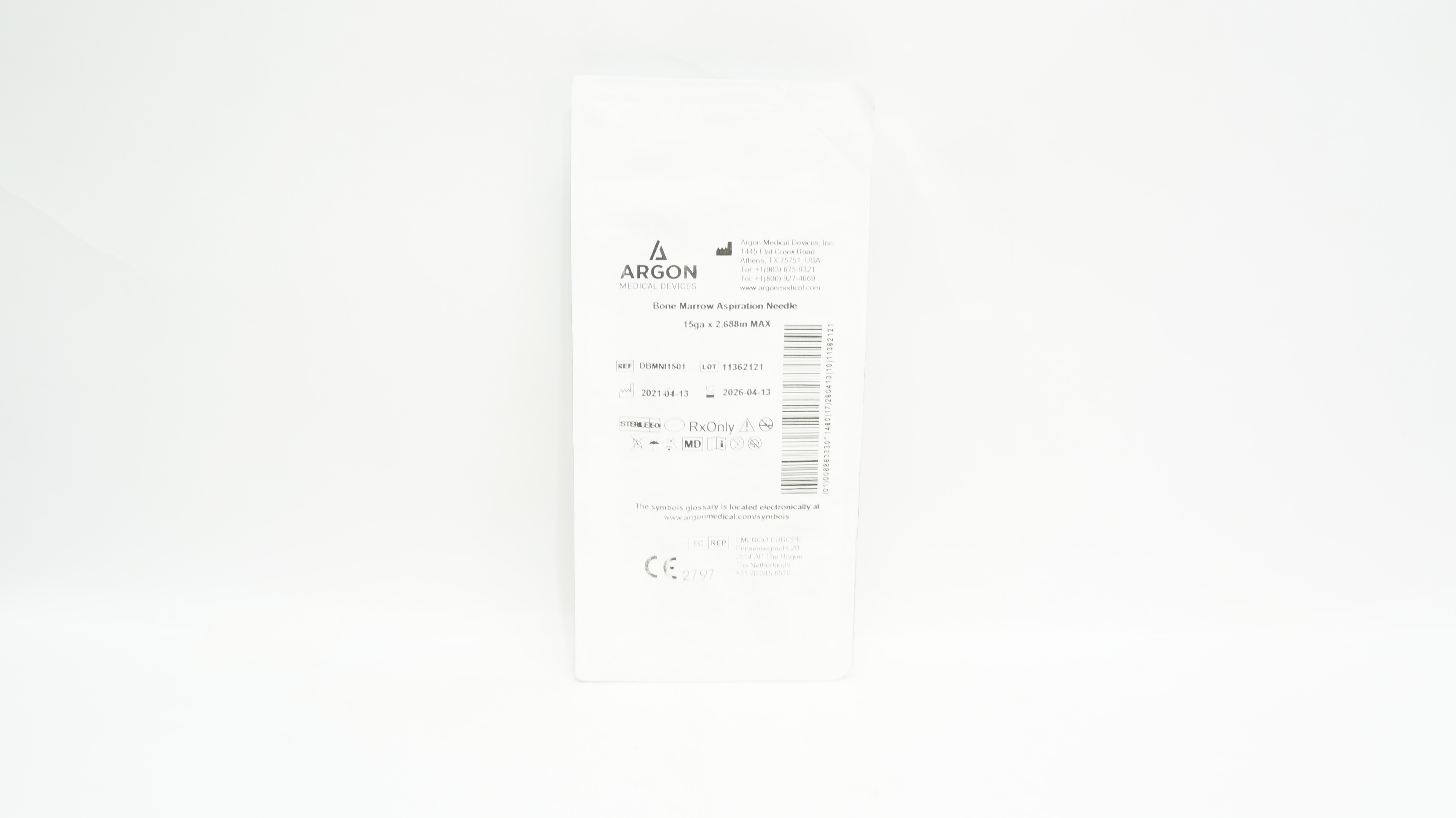 Argon DBMNI1501 Bone Marrow Aspiration Ndle 15ga x 2.688inch MAX